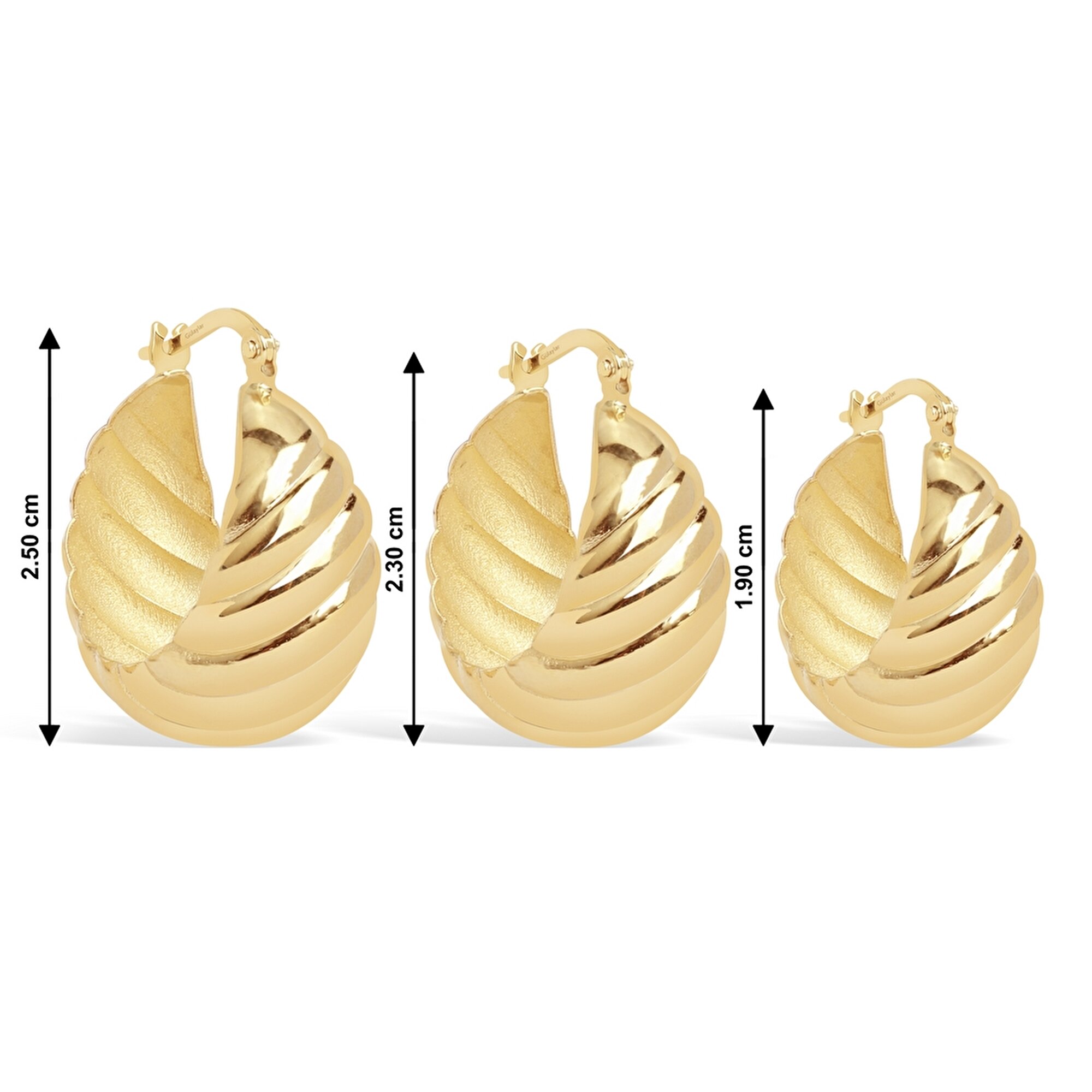 14 Ayar Sarı Altın Burgu Halka Küpe