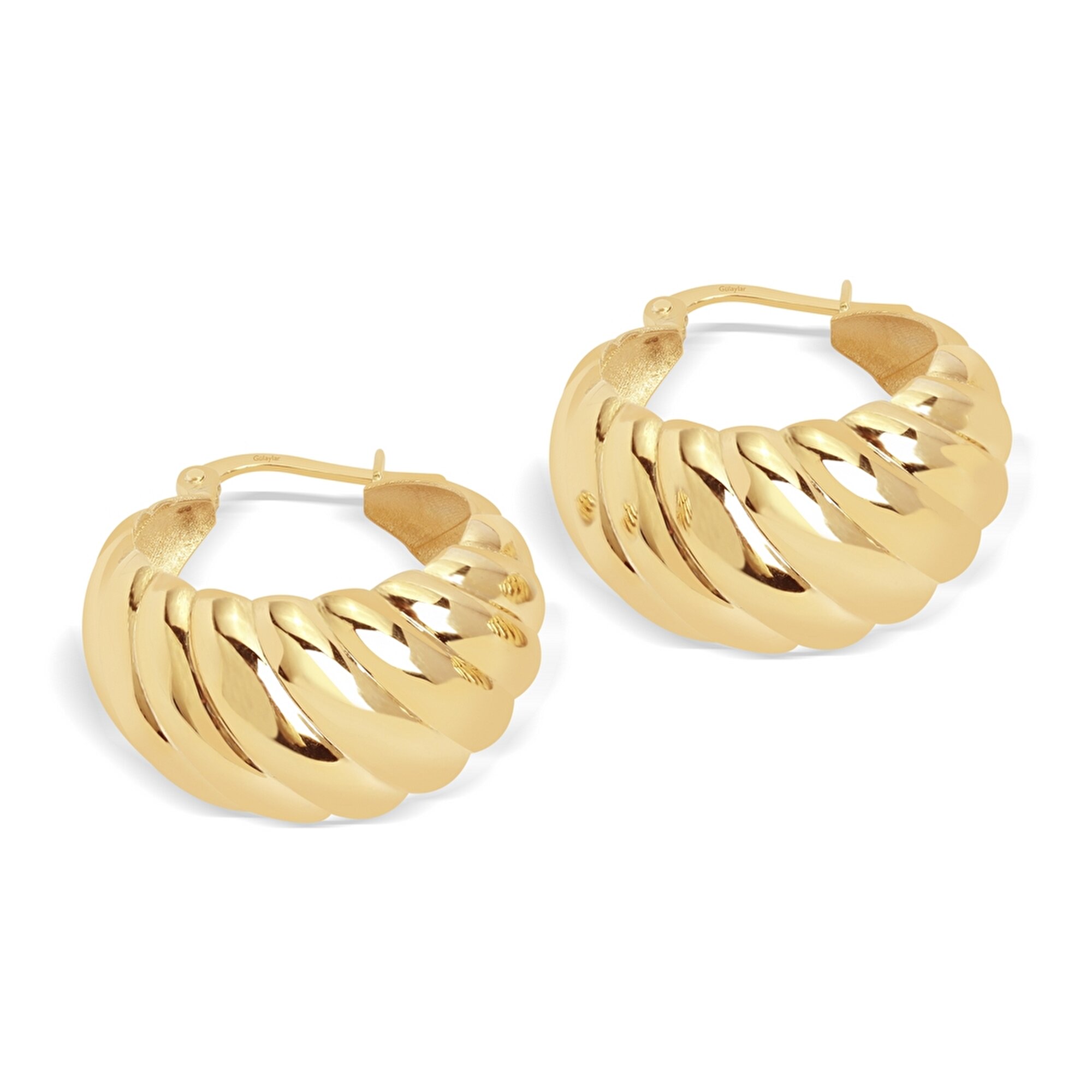 14 Ayar Sarı Altın Burgu Halka Küpe