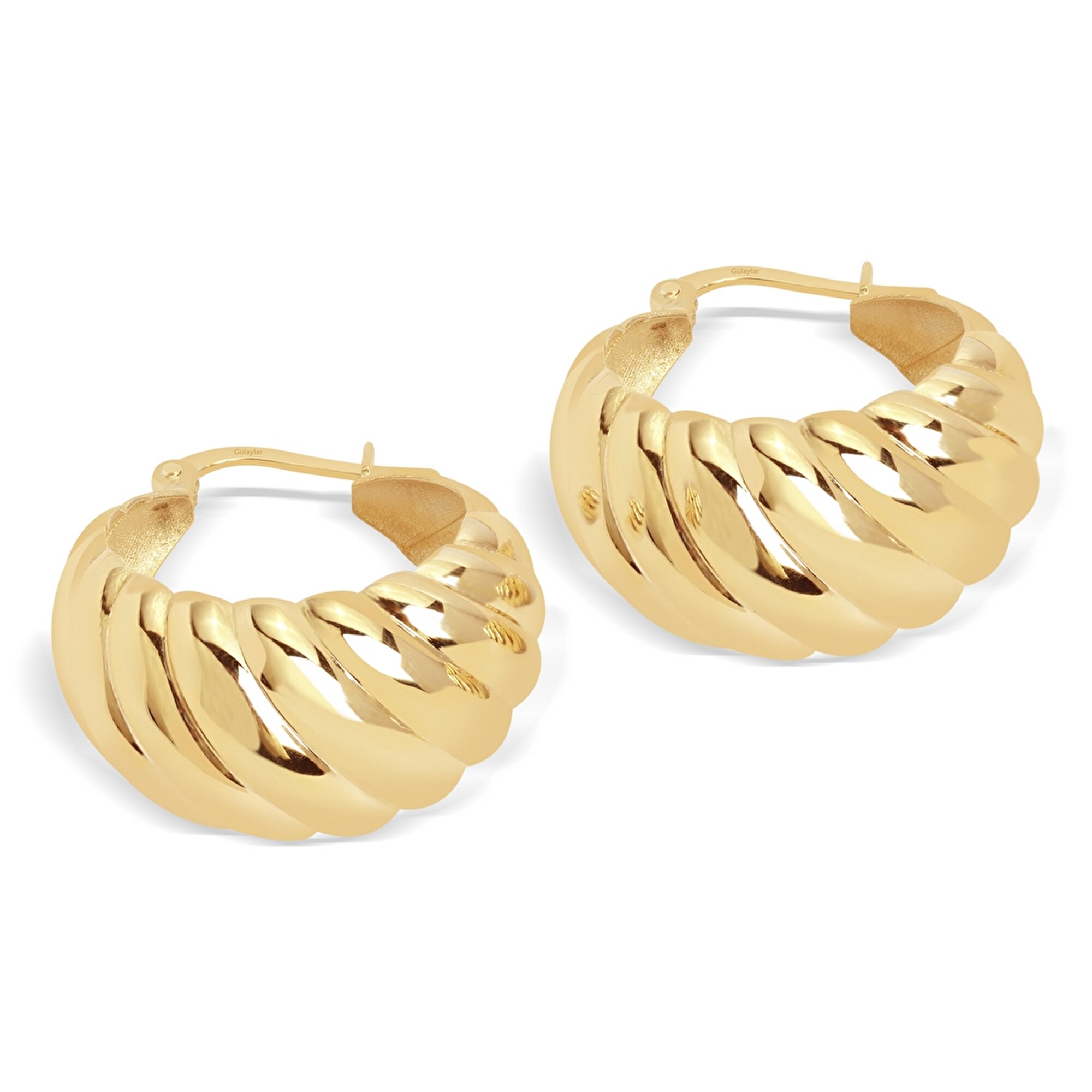 14 Ayar Sarı Altın Burgu Halka Küpe