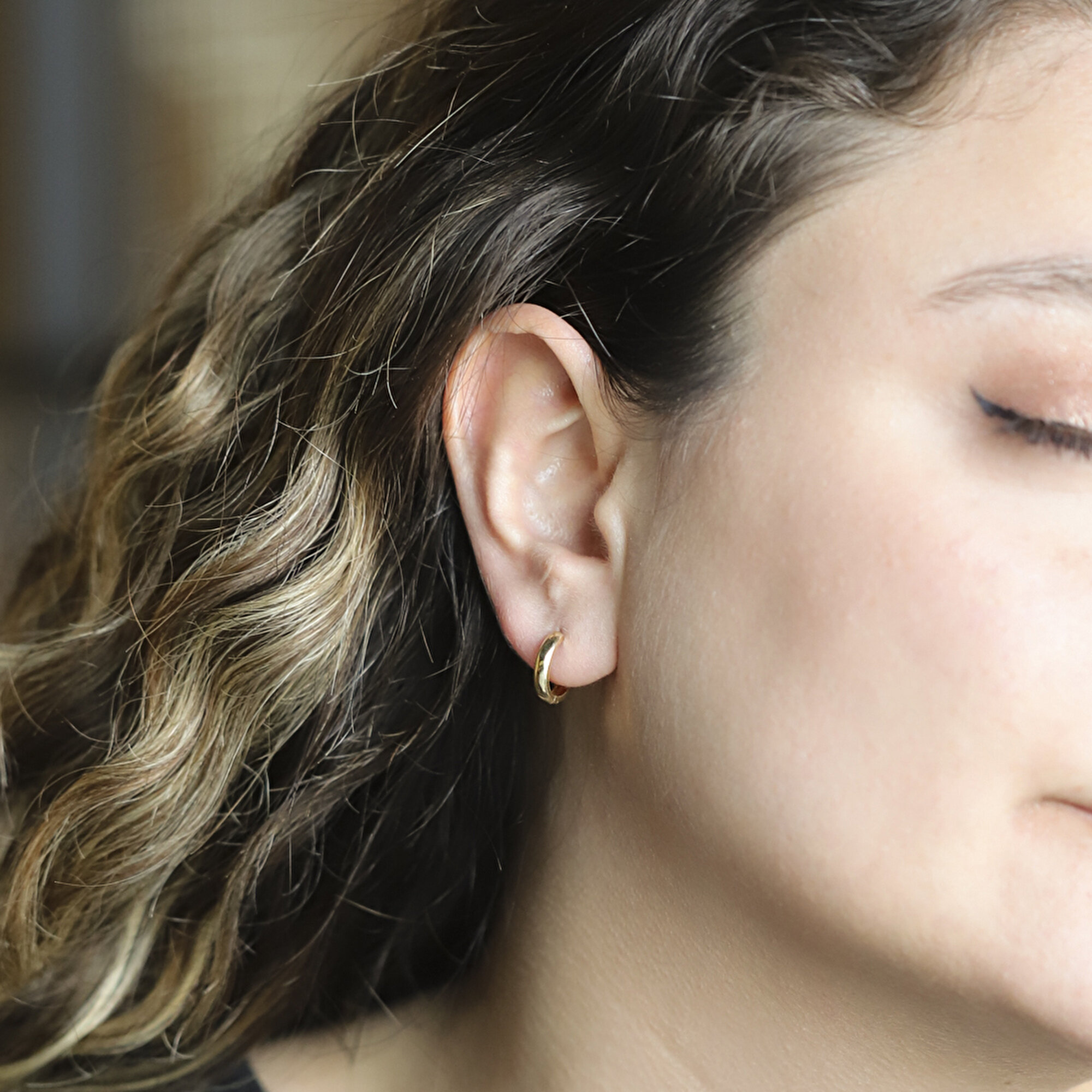 14 Ayar Sarı Altın Halka Küpe