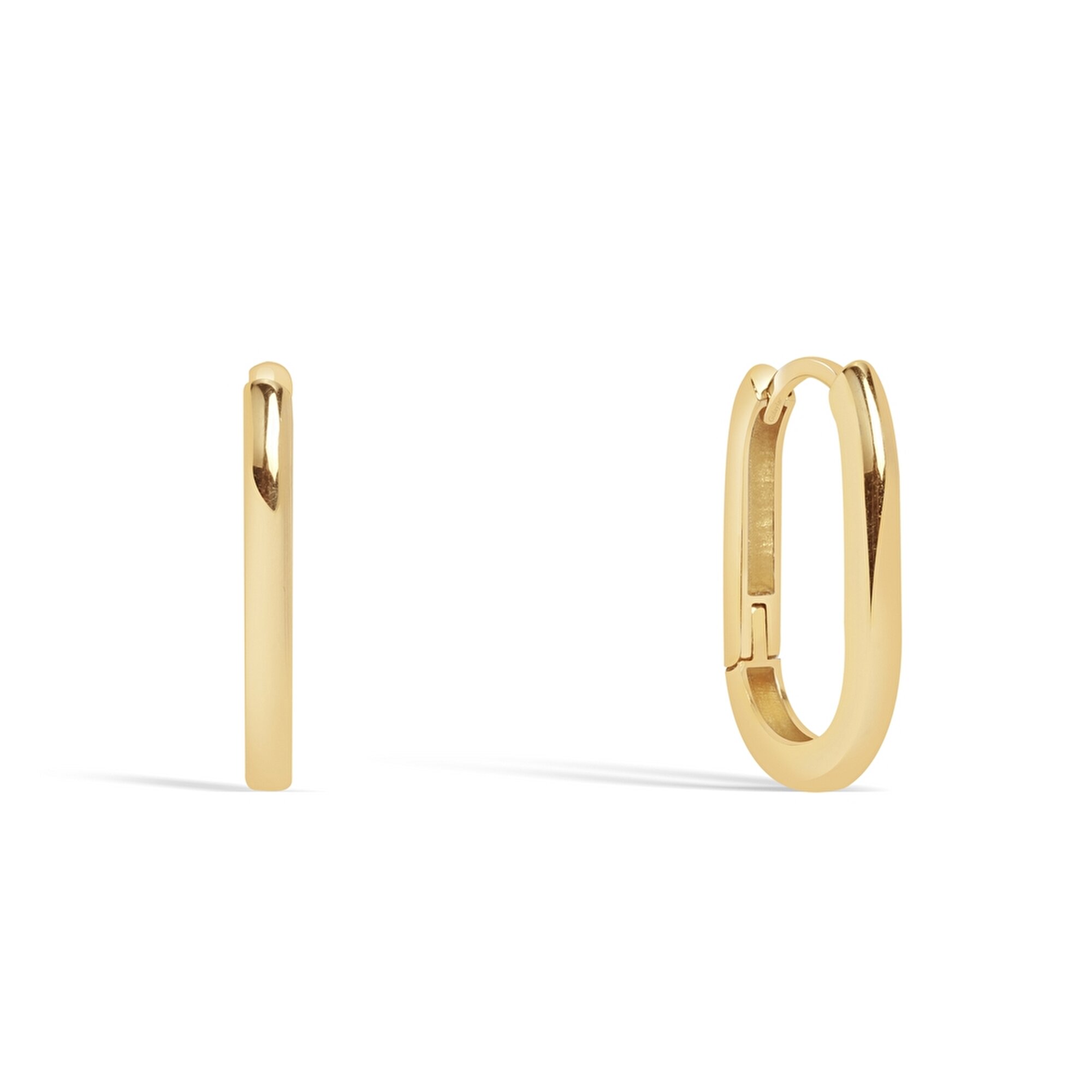 14 Ayar Sarı Altın Dikdörtgen Halka Küpe