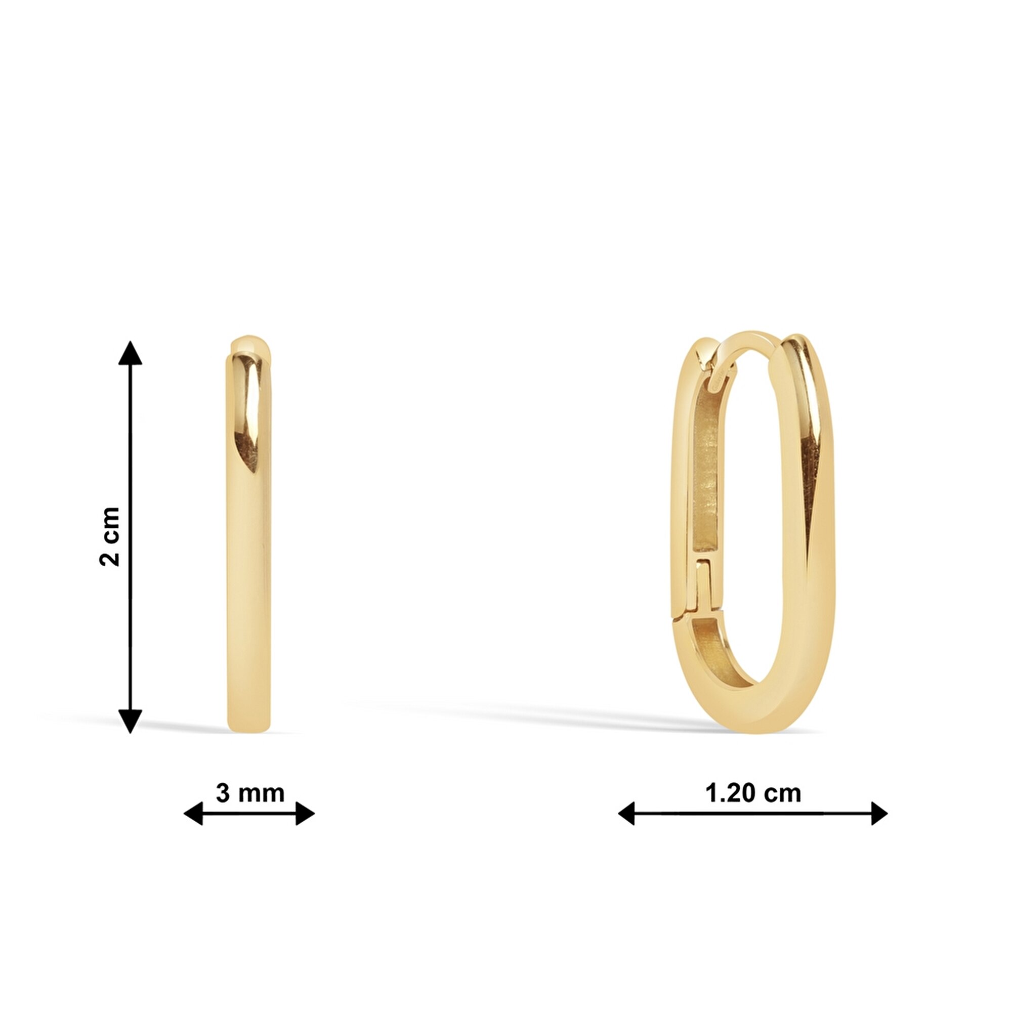 14 Ayar Sarı Altın Dikdörtgen Halka Küpe