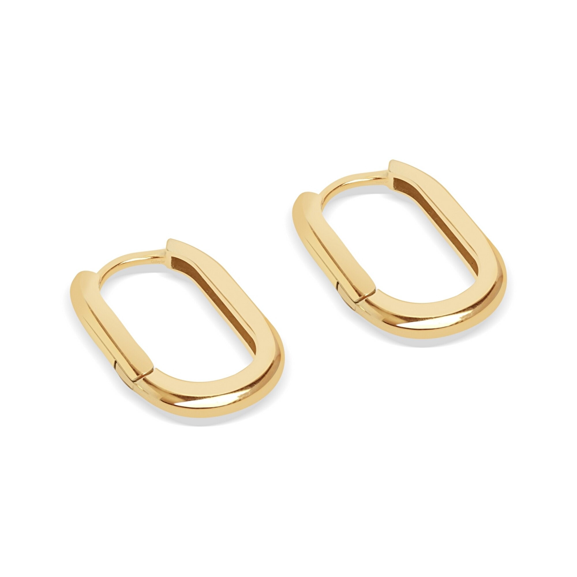 14 Ayar Sarı Altın Dikdörtgen Halka Küpe