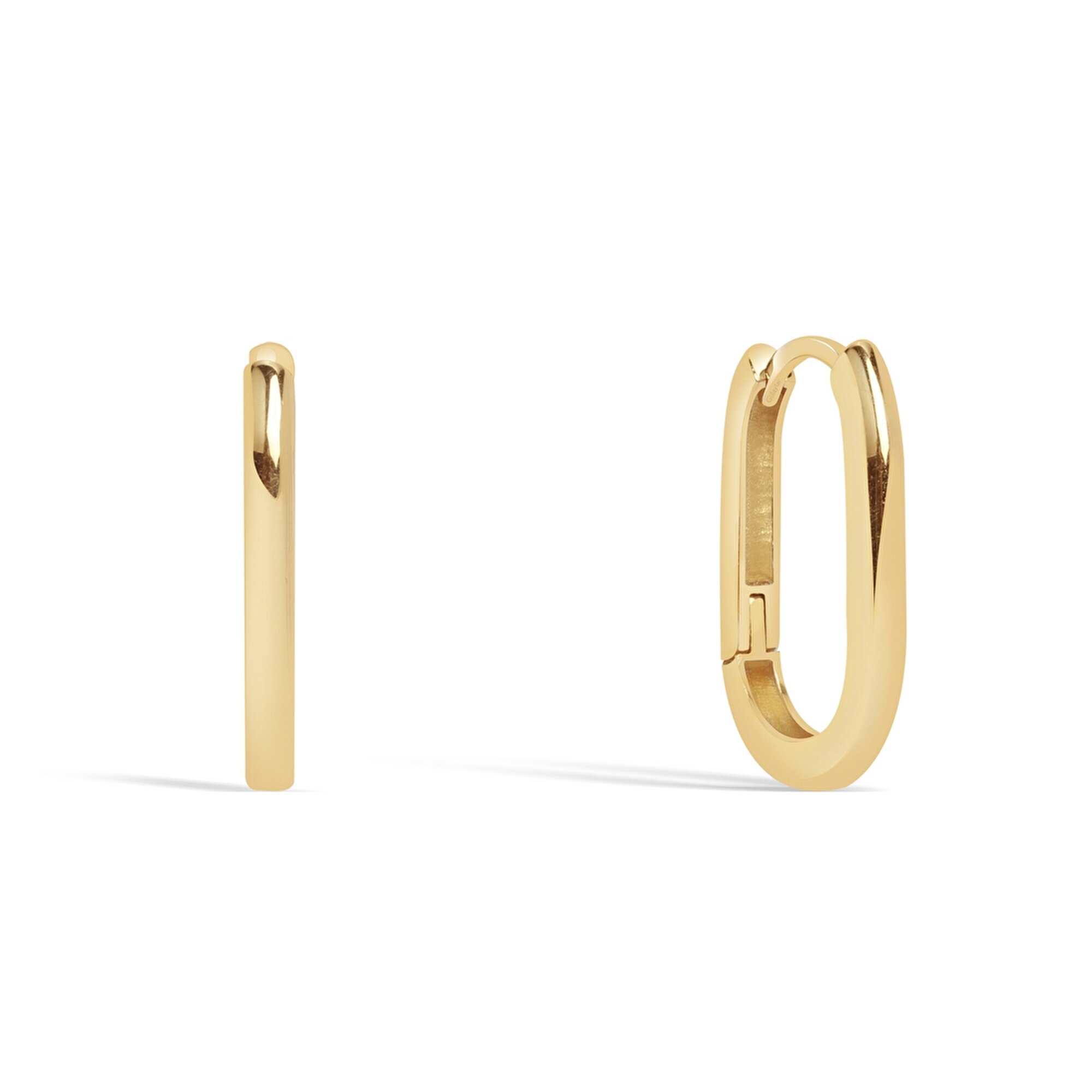 14 Ayar Sarı Altın Dikdörtgen Halka Küpe