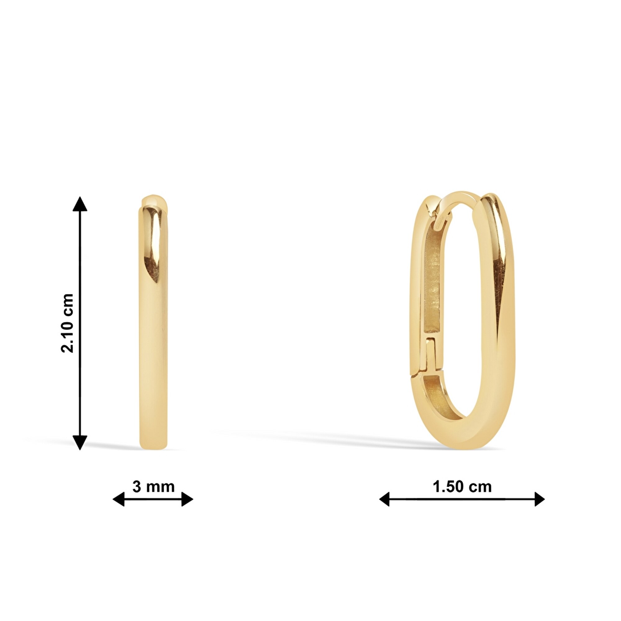 14 Ayar Sarı Altın Dikdörtgen Halka Küpe