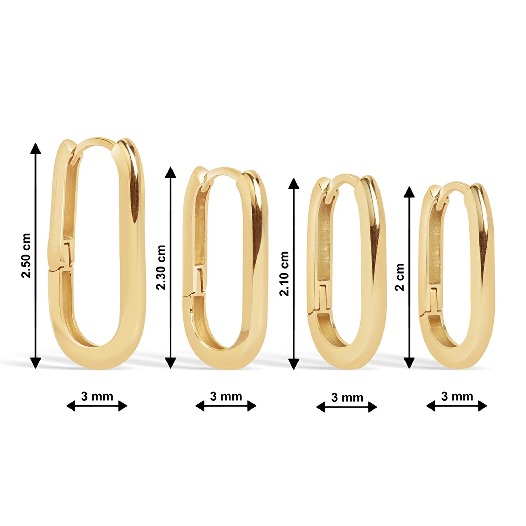 14 Ayar Sarı Altın Dikdörtgen Halka Küpe