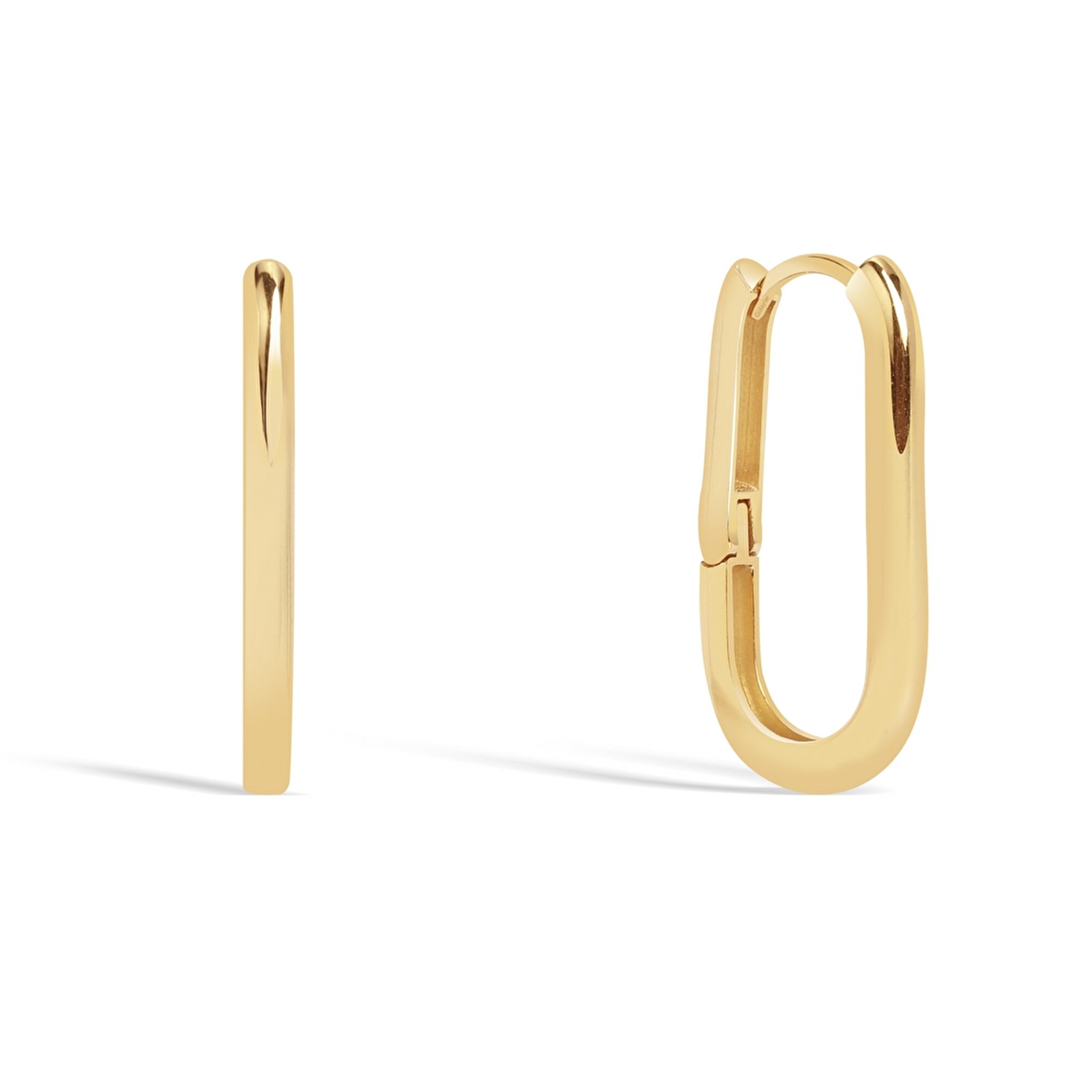 14 Ayar Sarı Altın Dikdörtgen Halka Küpe