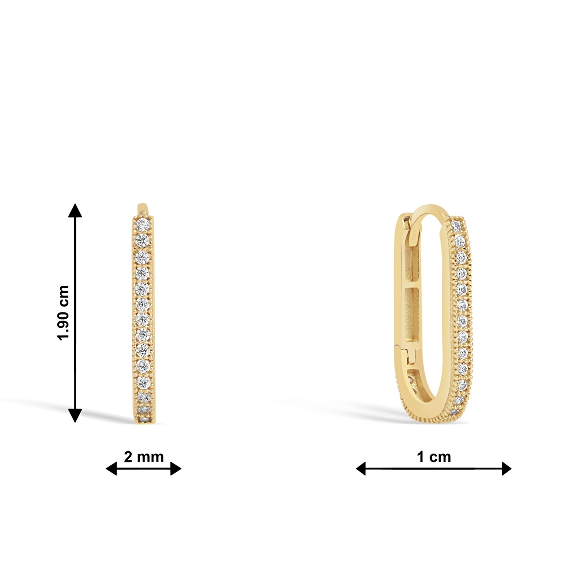 14 Ayar Sarı Altın Dikdörtgen Halka Küpe