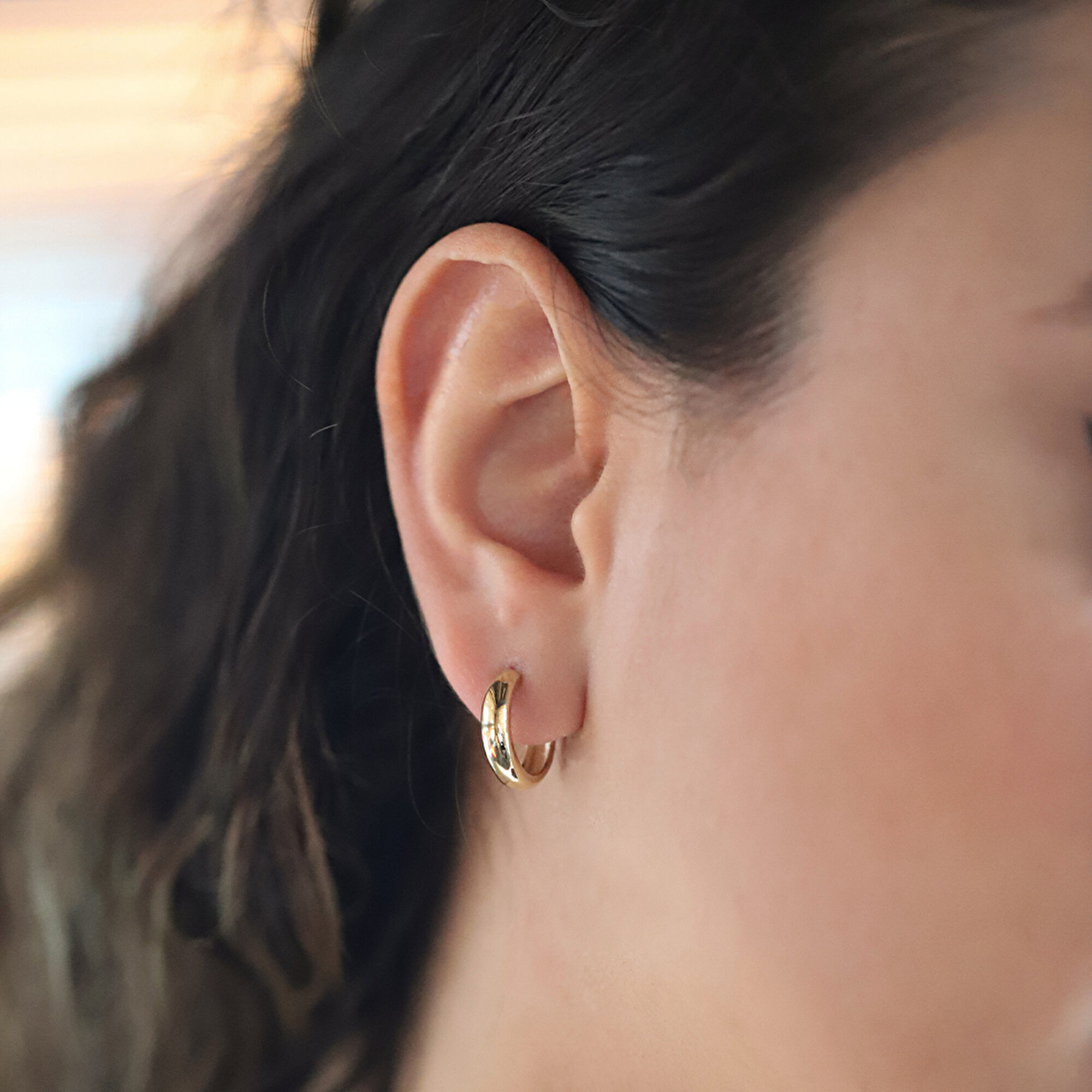 14 Ayar Sarı Altın Halka Küpe