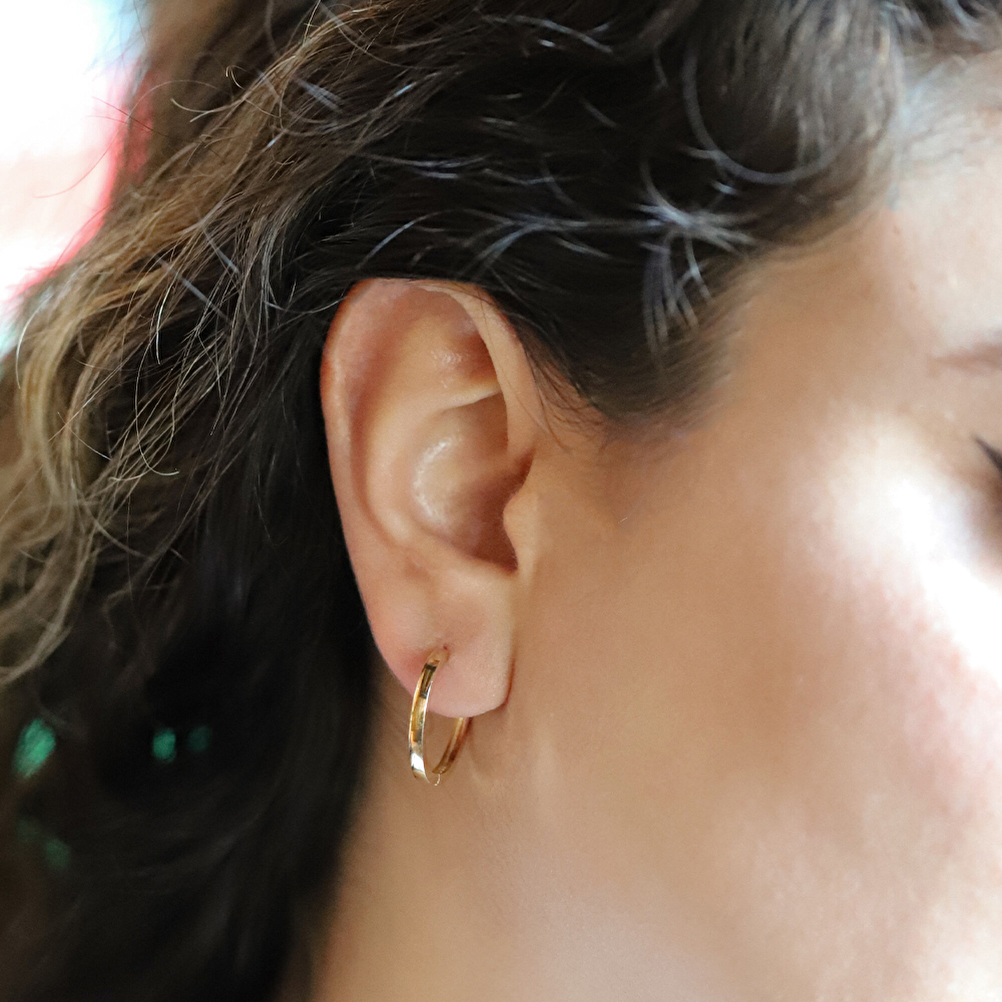 14 Ayar Sarı Altın Halka Küpe