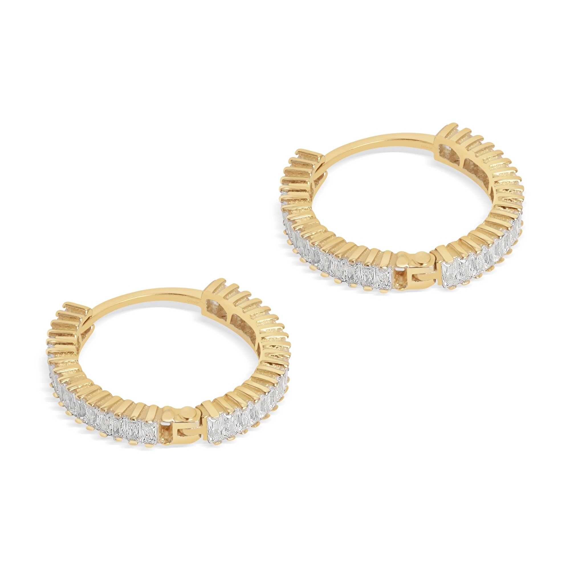 14 Ayar Sarı Altın Taşlı Halka Küpe