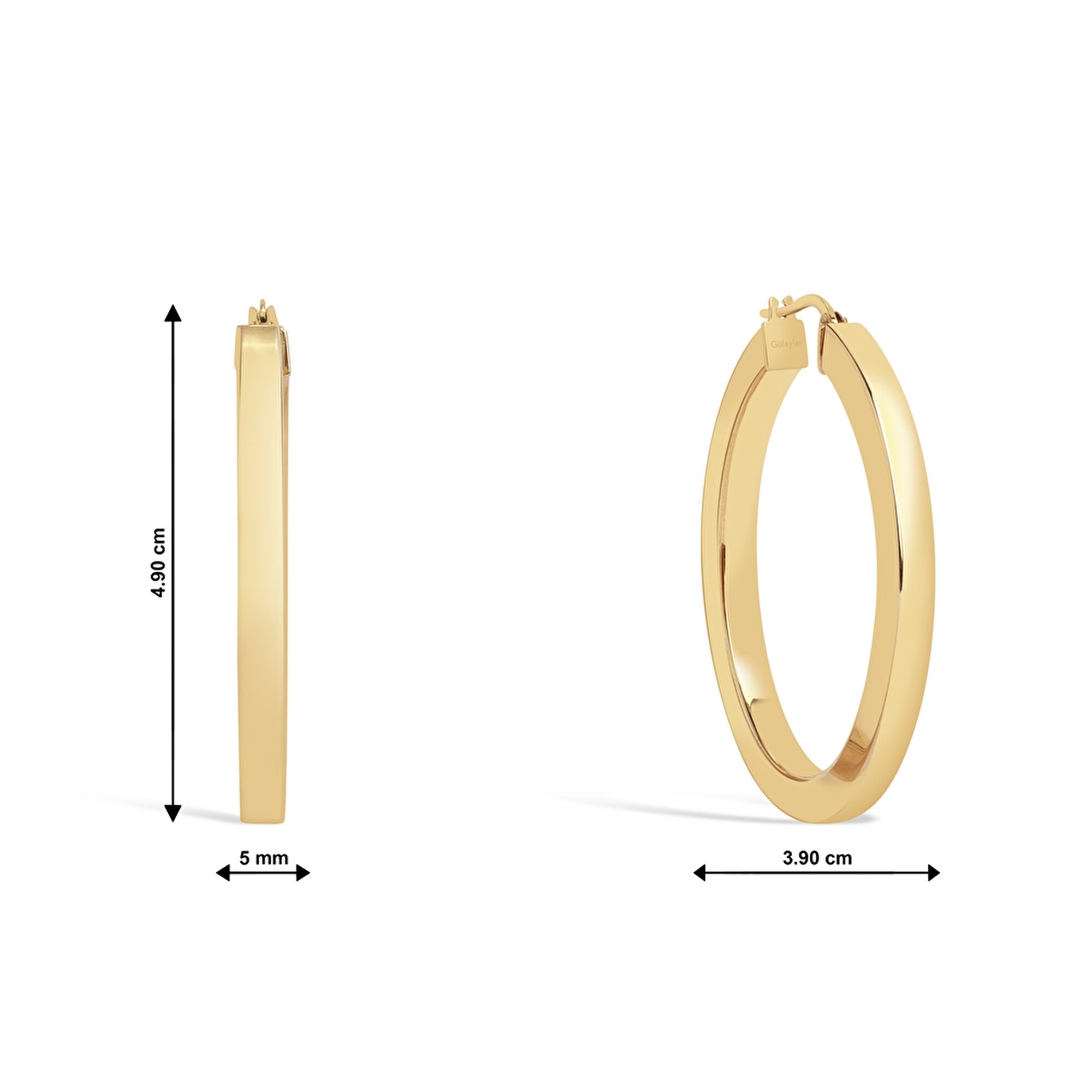 14 Ayar Sarı Altın Halka Küpe