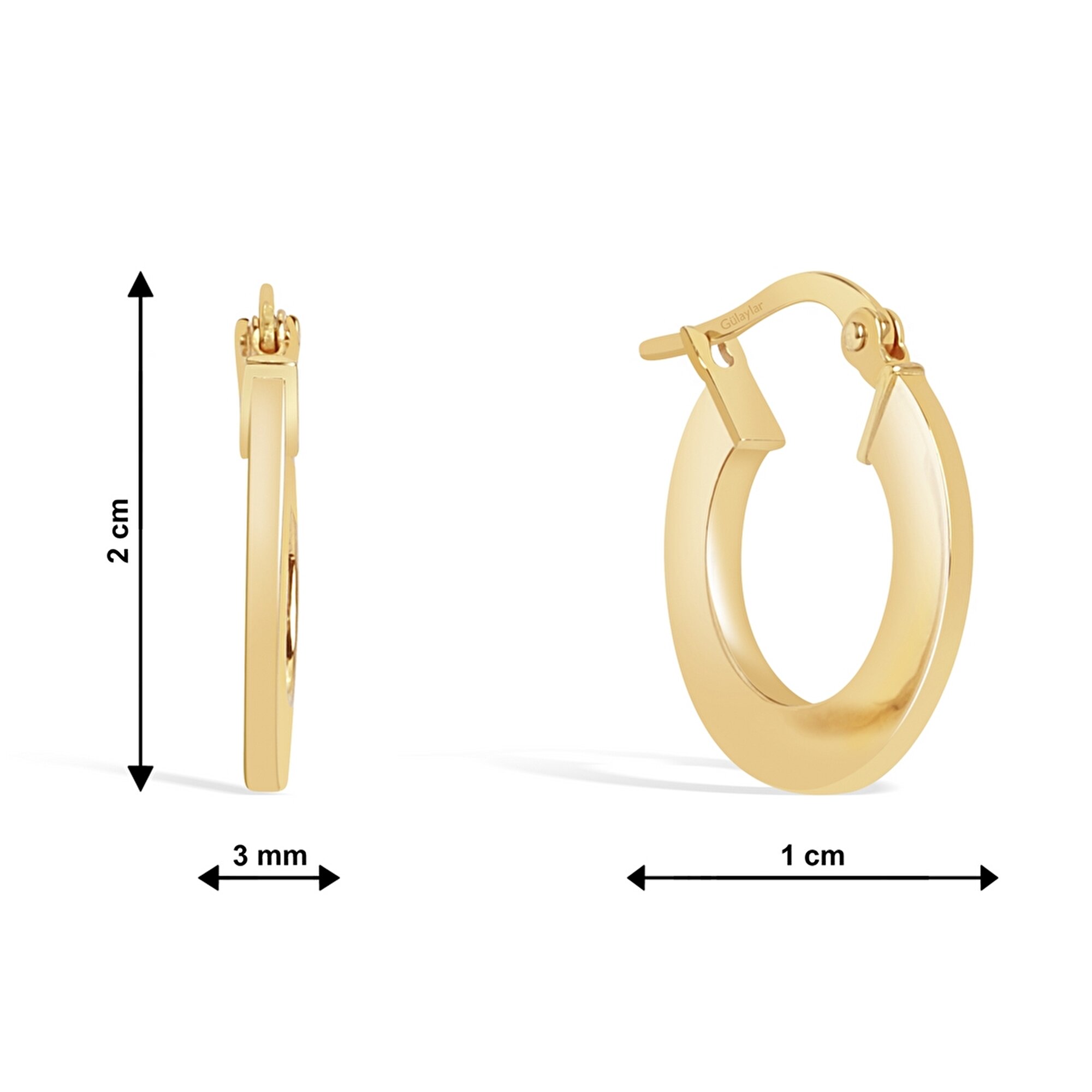 14 Ayar Sarı Altın Halka Küpe