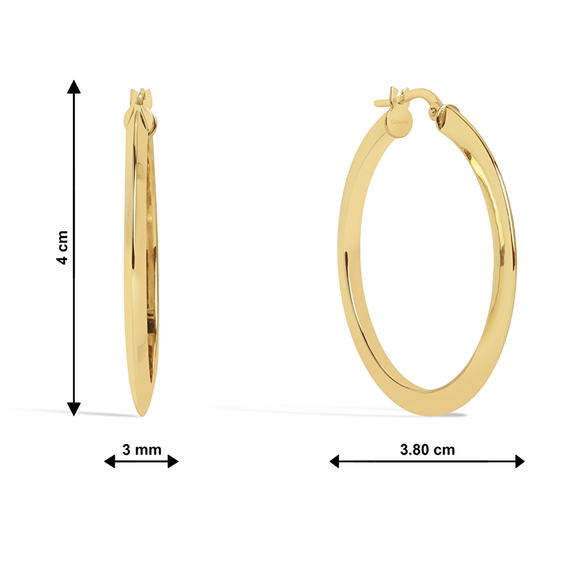 14 Ayar Sarı Altın Halka Küpe