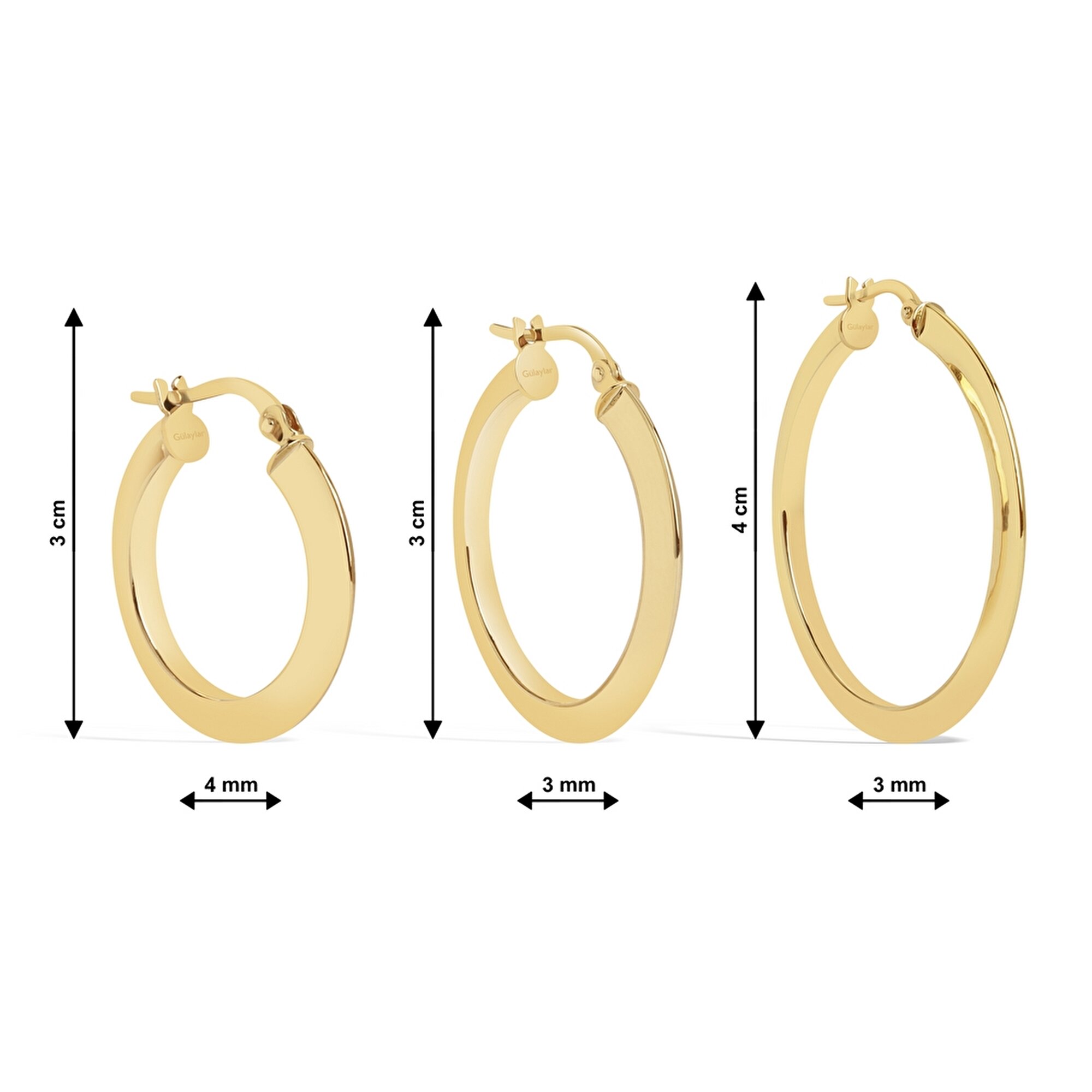 14 Ayar Sarı Altın Halka Küpe