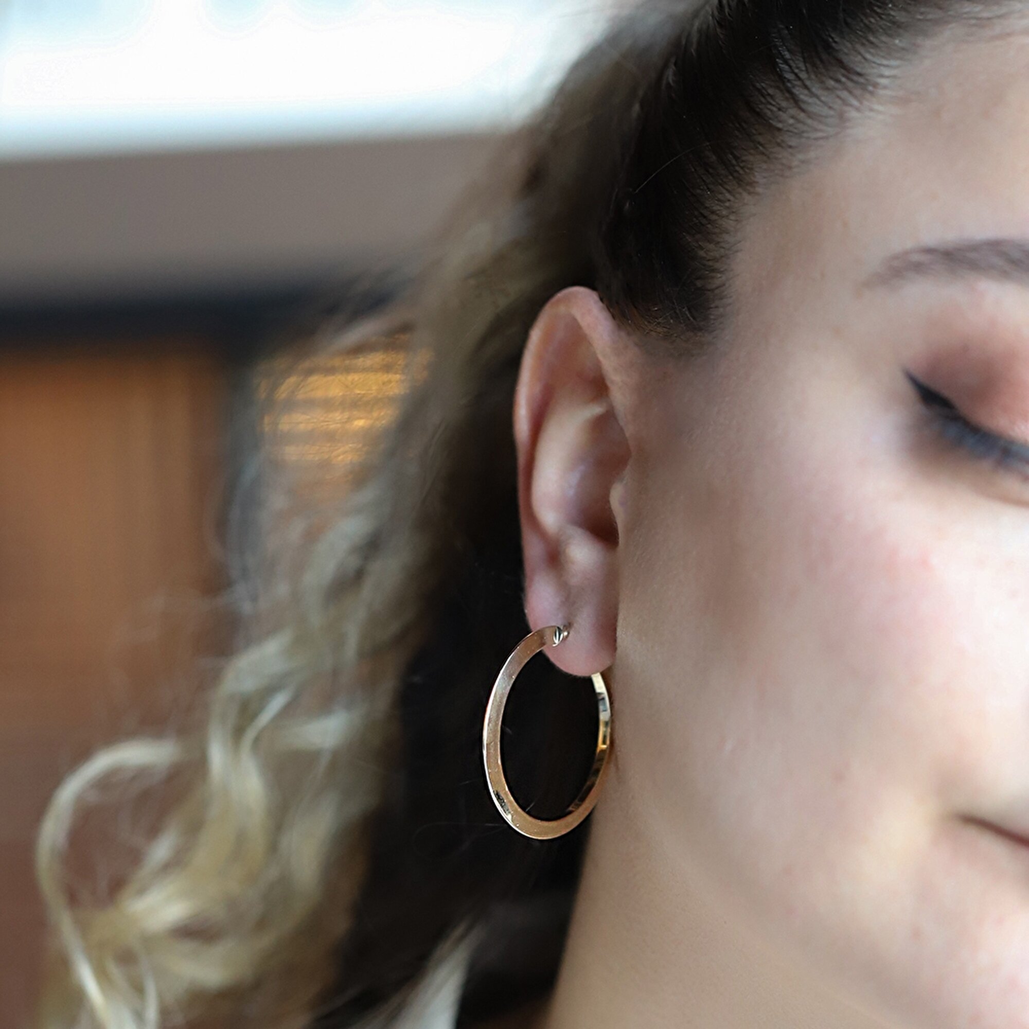 14 Ayar Sarı Altın Halka Küpe