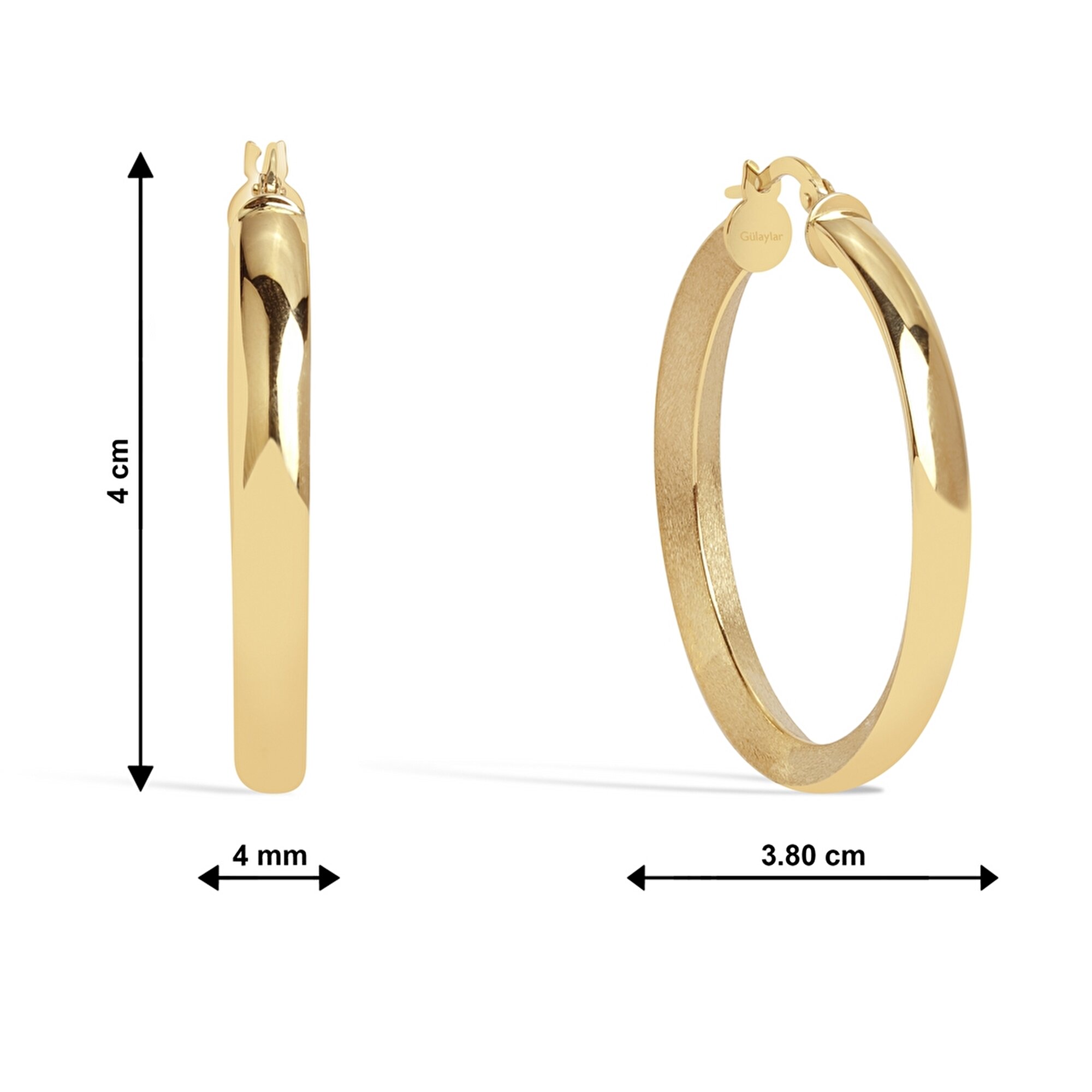 14 Ayar Sarı Altın Halka Küpe