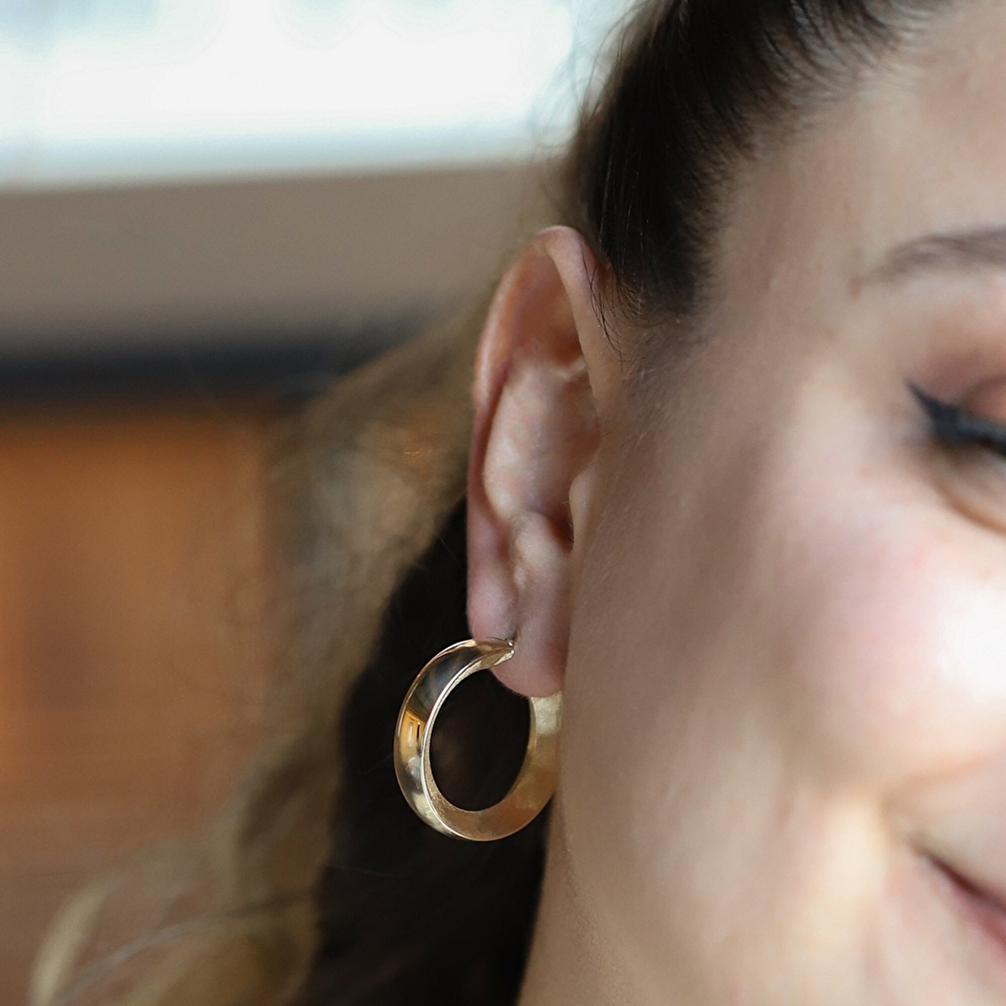 14 Ayar Sarı Altın Halka Küpe