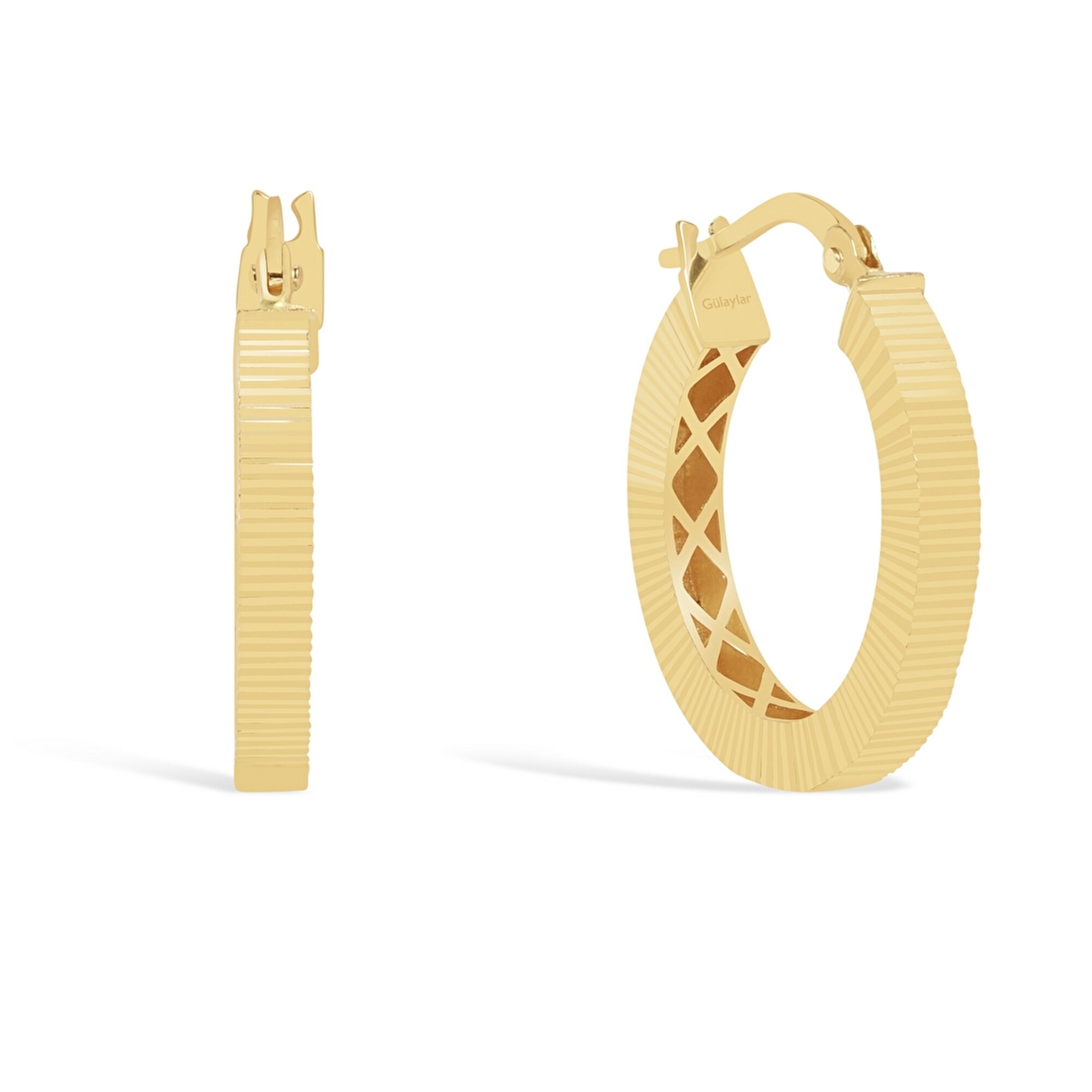 14 Ayar Sarı Altın Halka Küpe