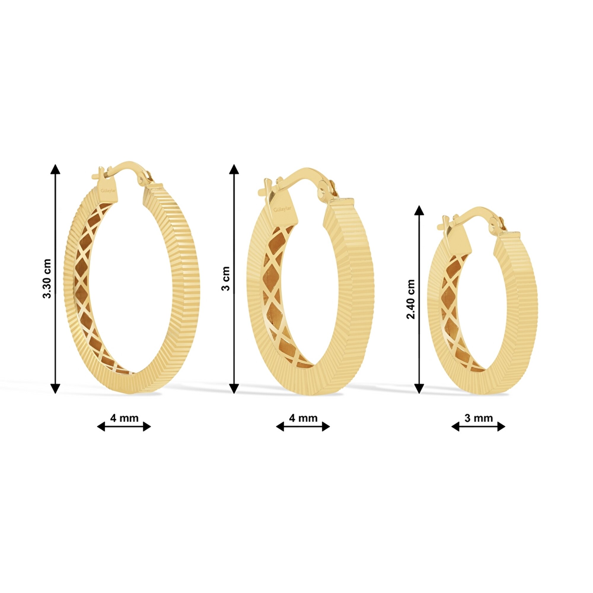 14 Ayar Sarı Altın Halka Küpe