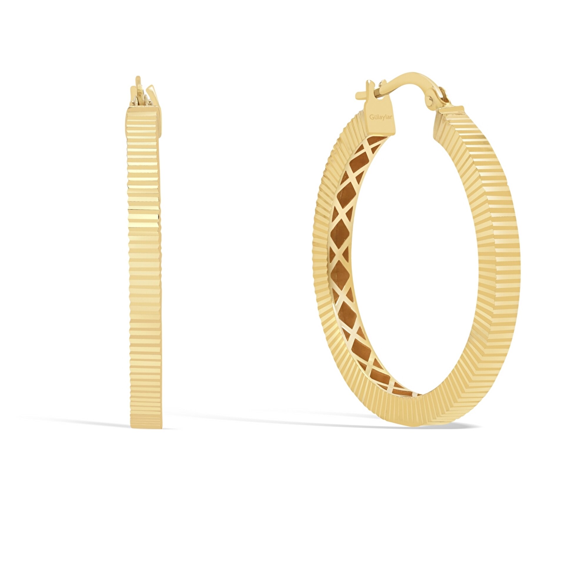 14 Ayar Sarı Altın Halka Küpe