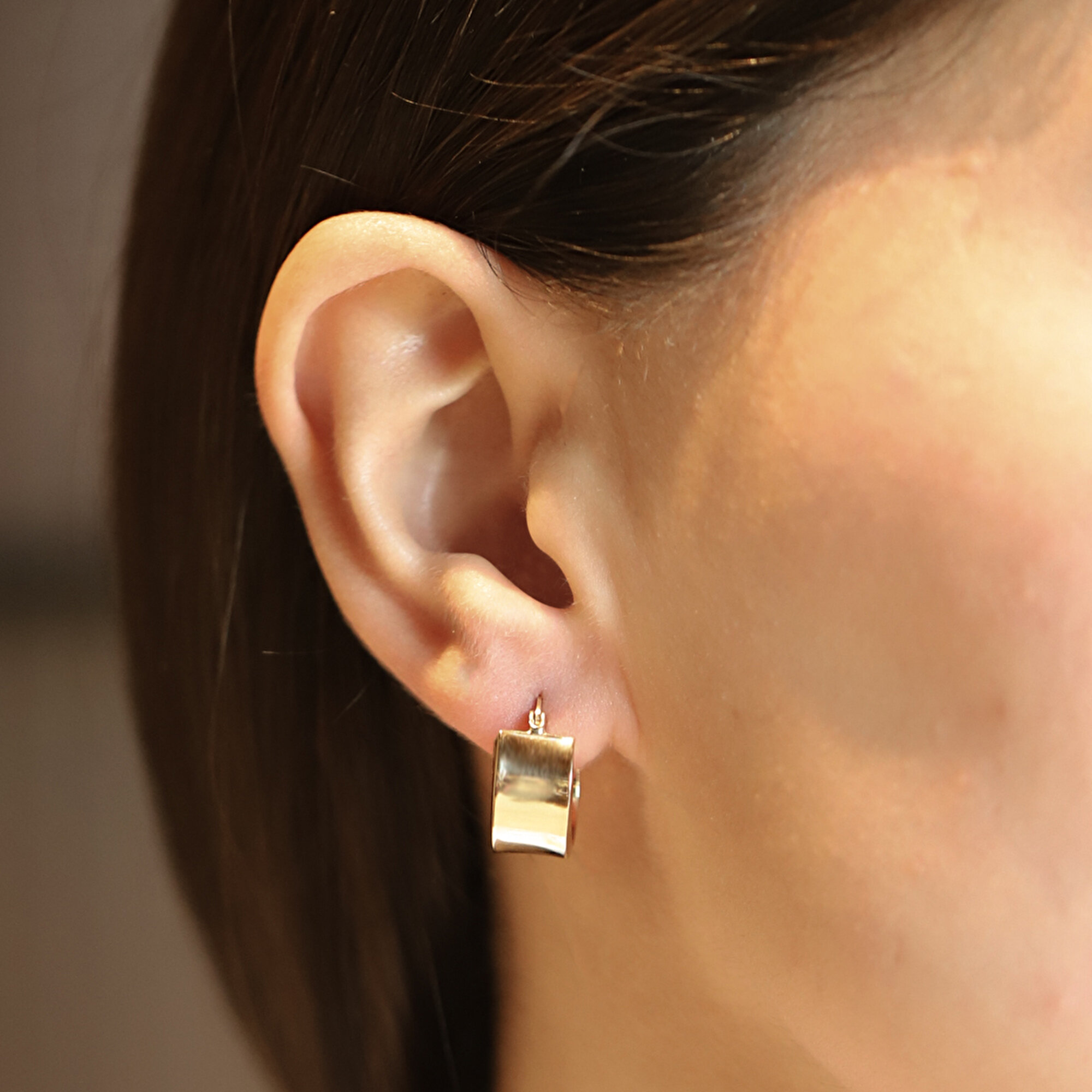 14 Ayar Sarı Altın Bombe Halka Küpe