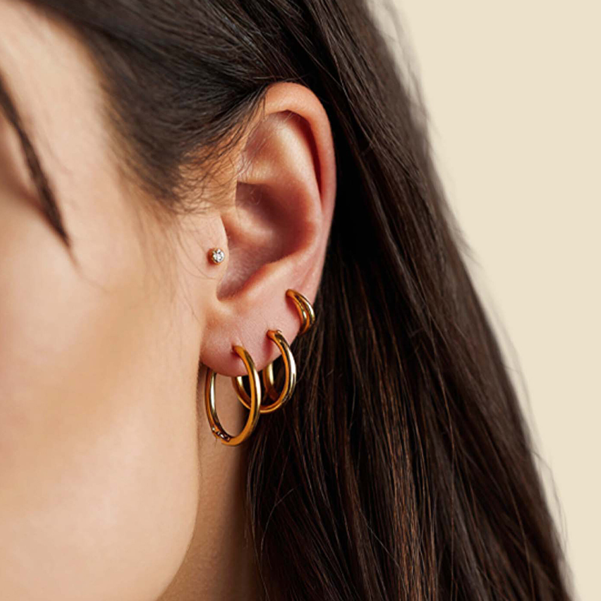 14 Ayar Sarı Altın Halka Küpe