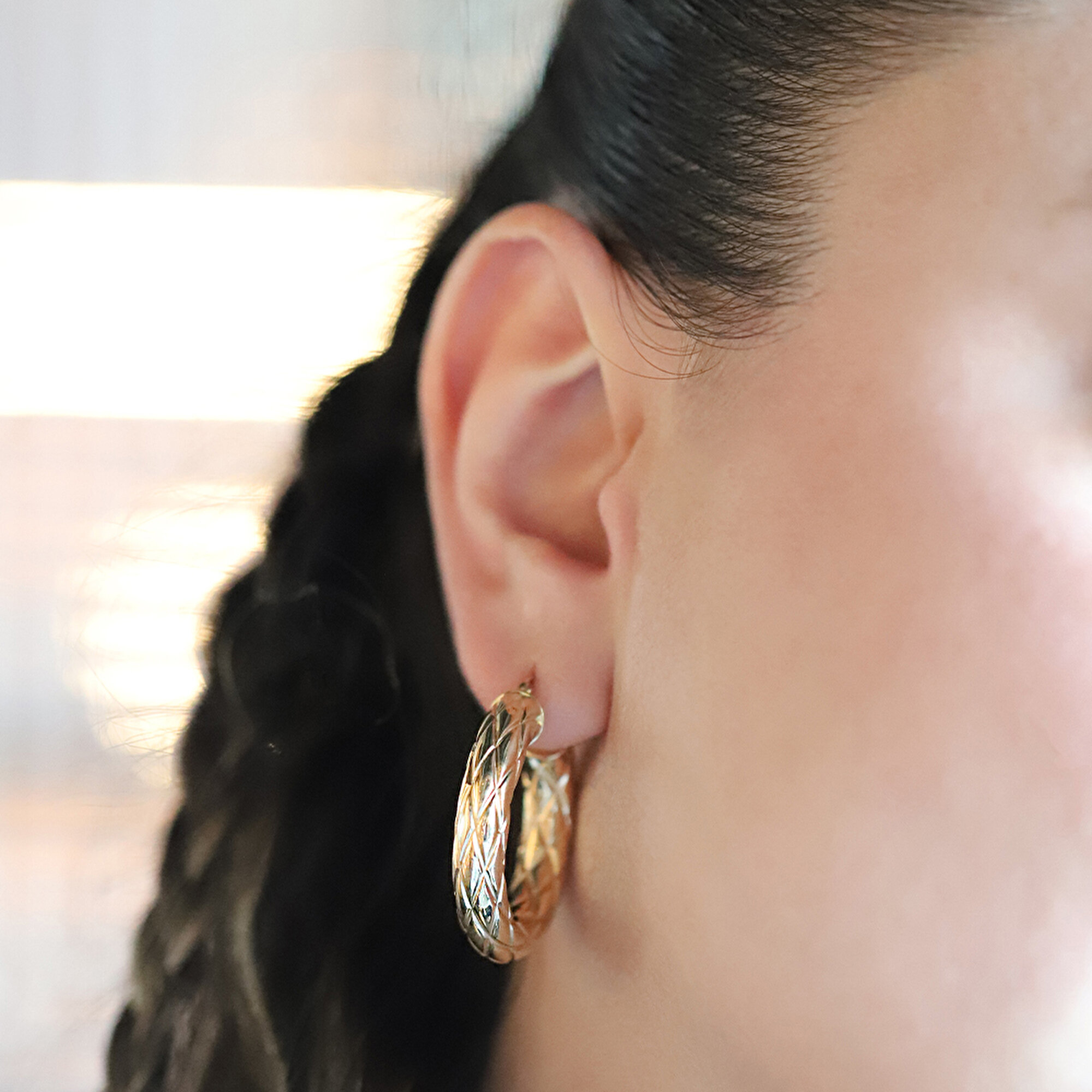 14 Ayar Sarı Altın Halka Küpe