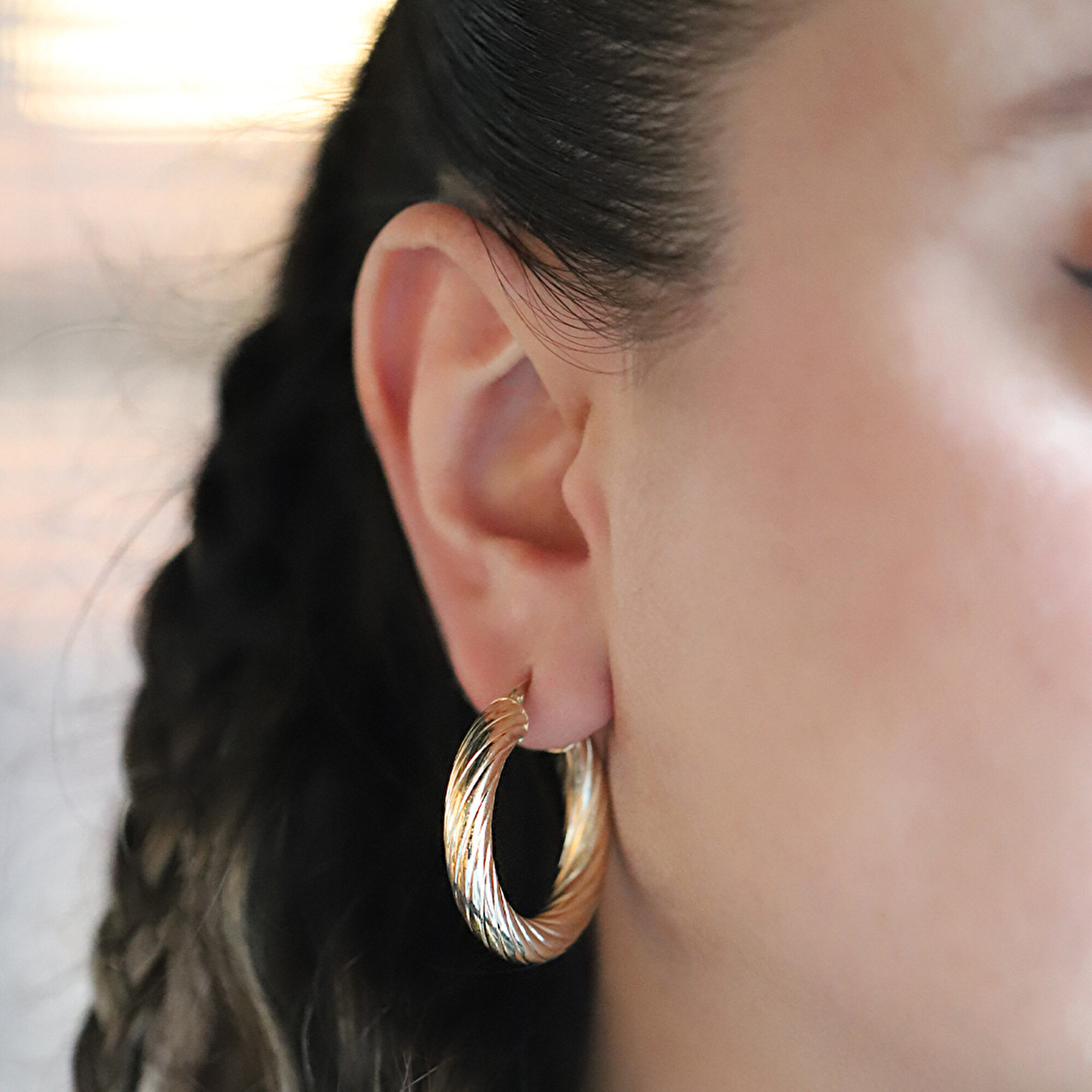 14 Ayar Sarı Altın Burgu Halka Küpe