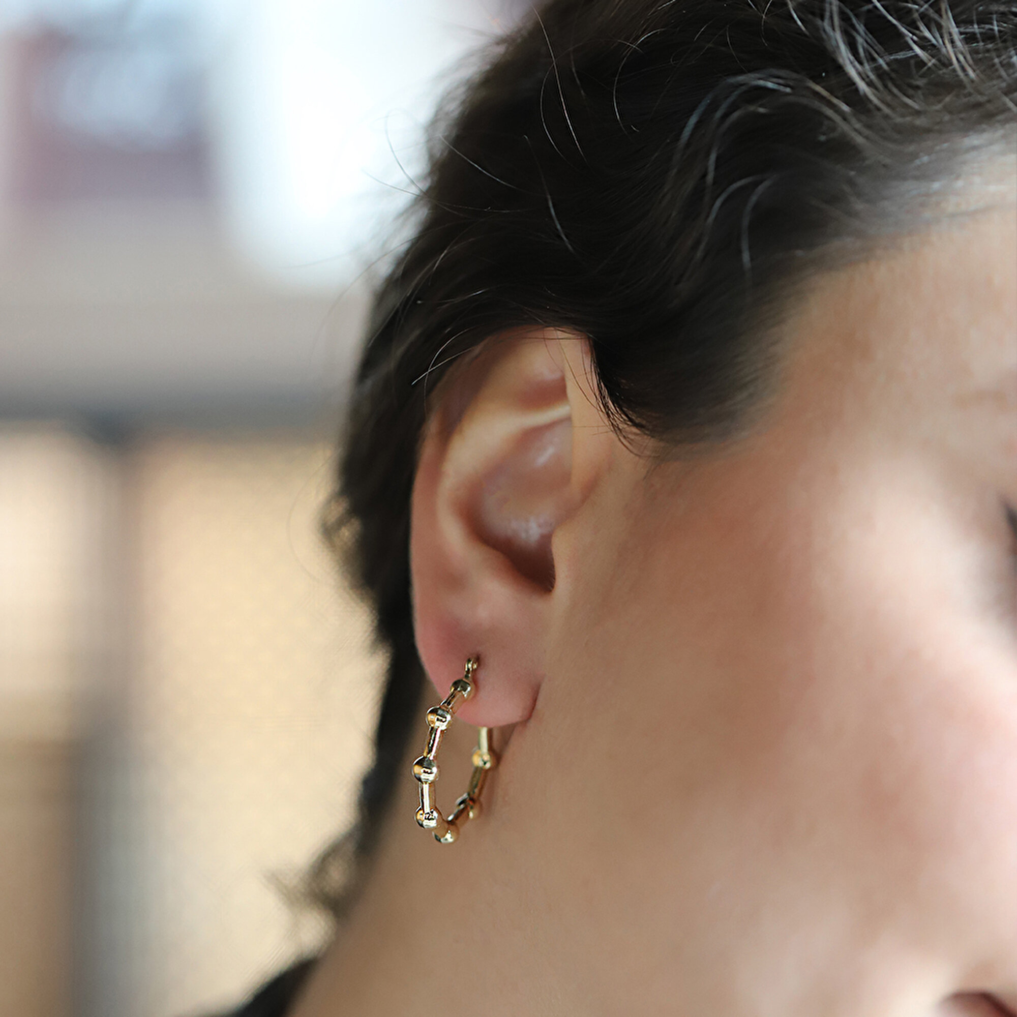 14 Ayar Sarı Altın Toplu Halka Küpe