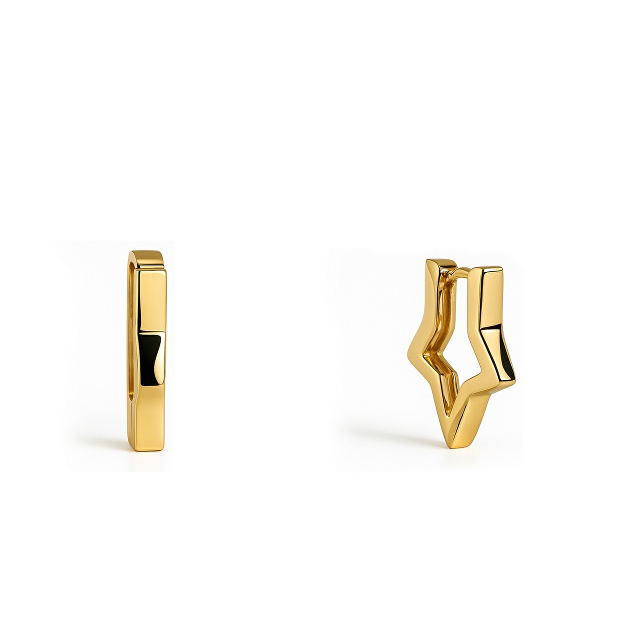 14 Ayar Sarı Altın Yıldız Halka Küpe