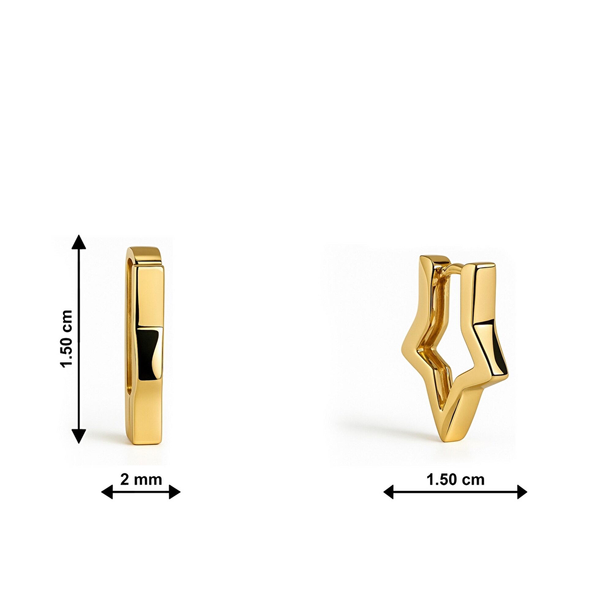 14 Ayar Sarı Altın Yıldız Halka Küpe
