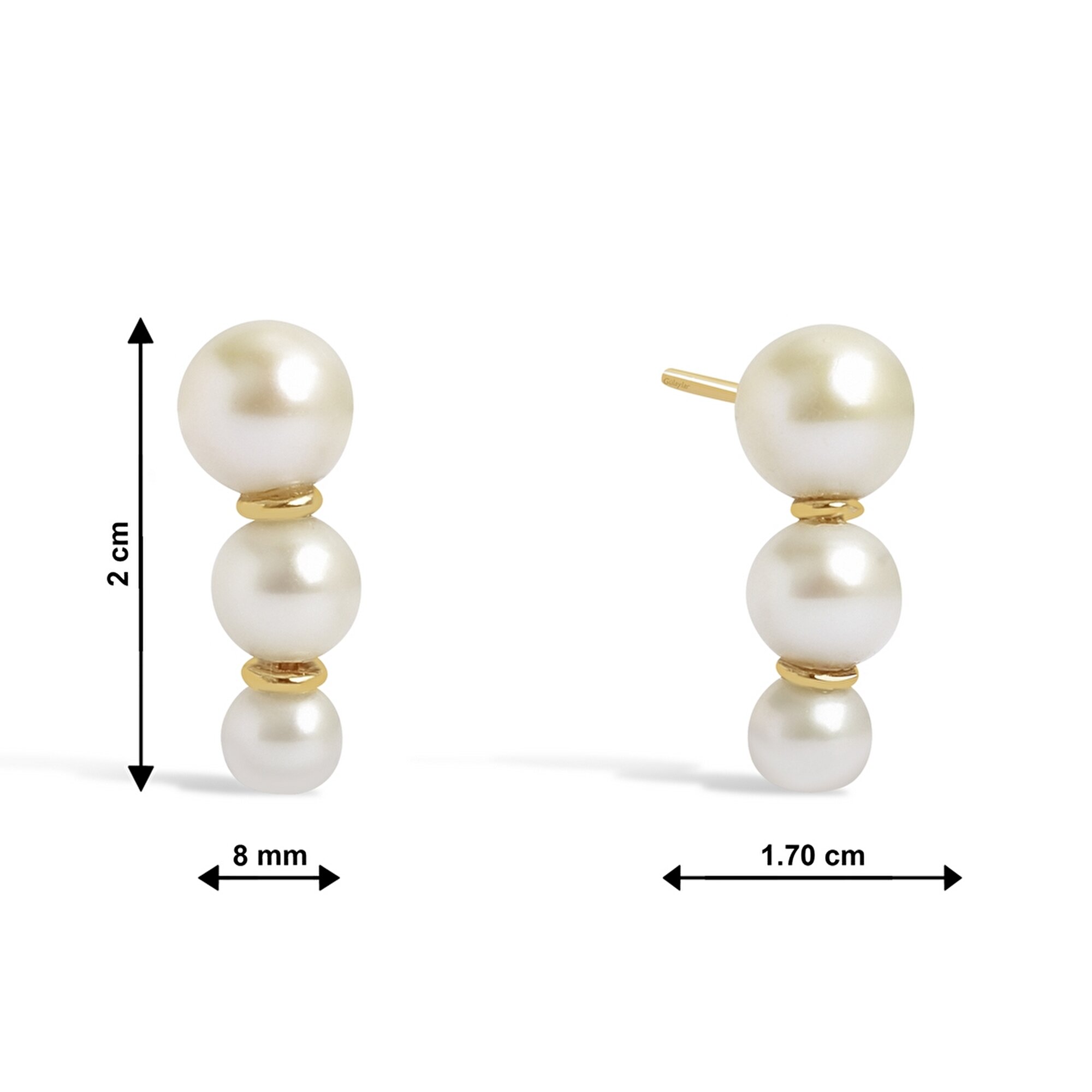 14 Ayar Sarı Altın İnci Küpe