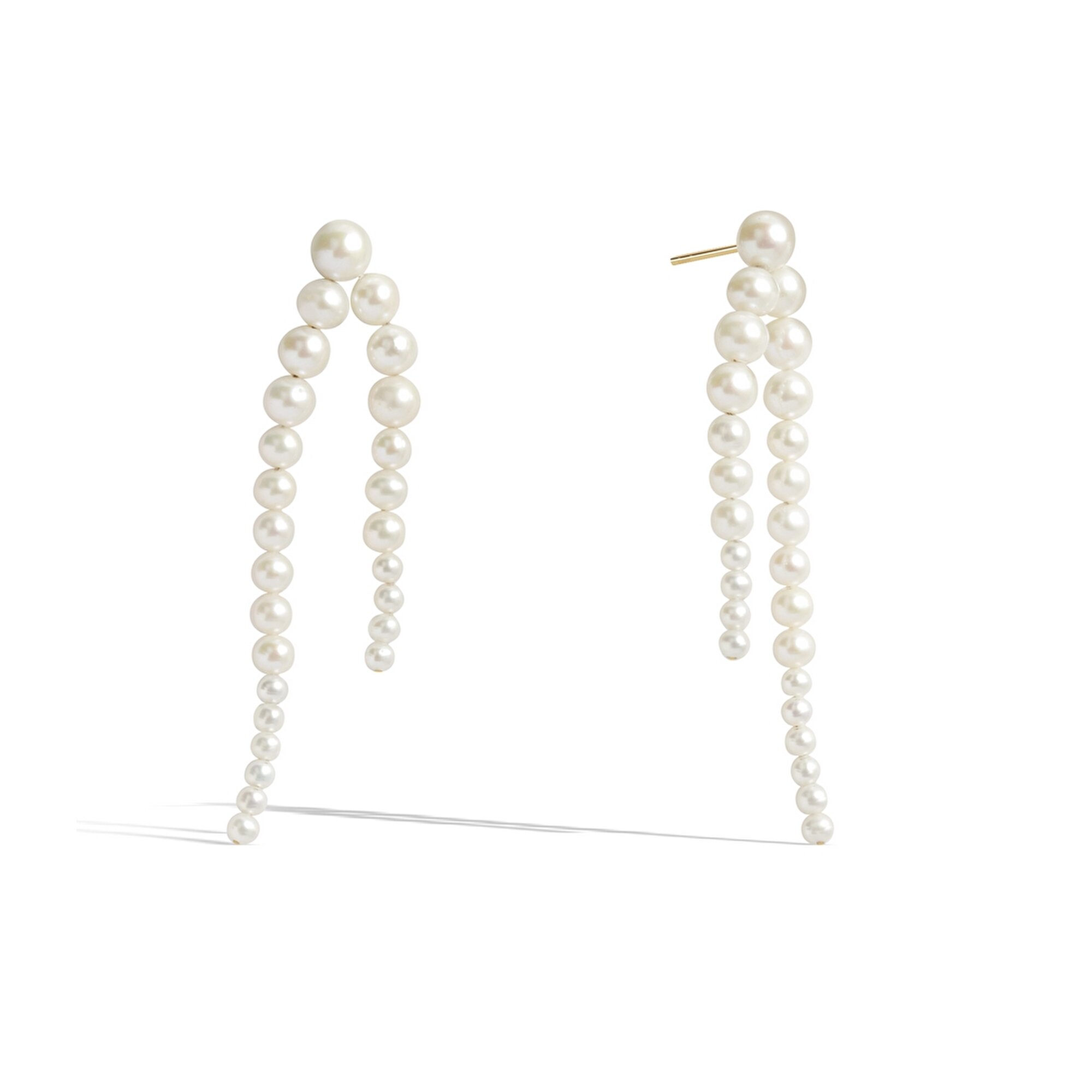 14 Ayar Sarı Altın İnci Küpe