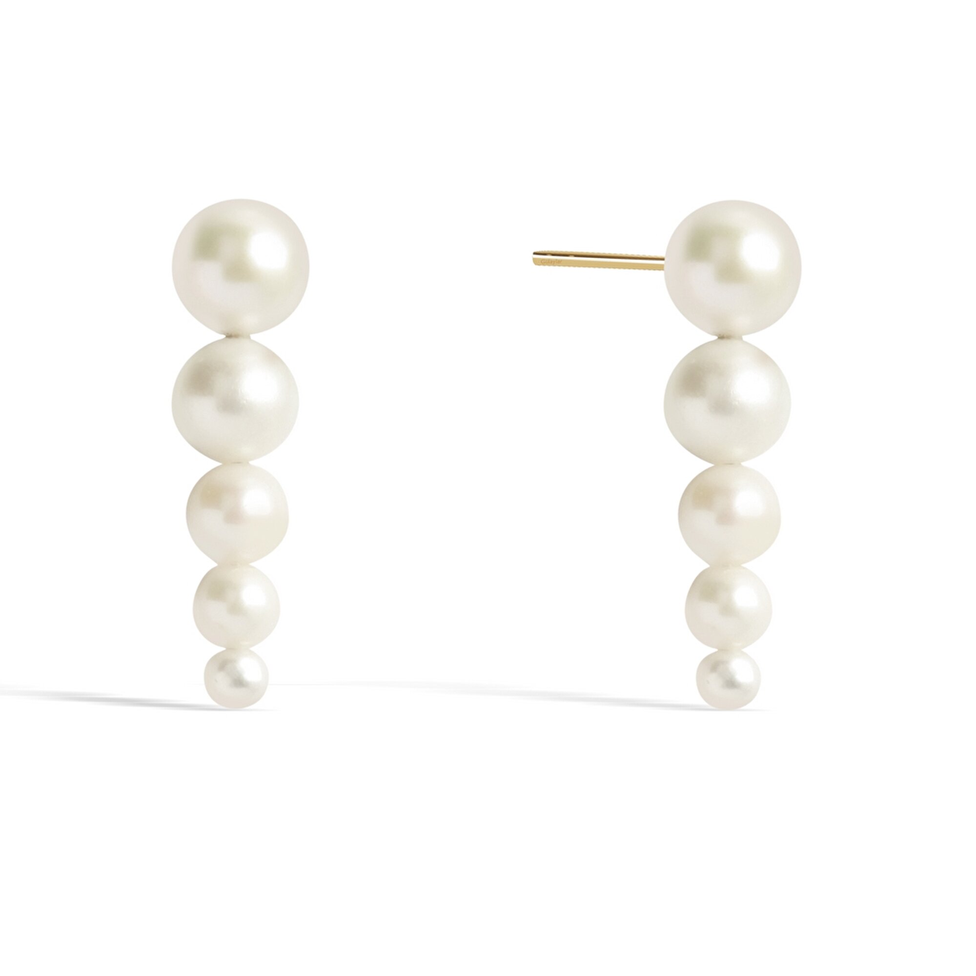 14 Ayar Sarı Altın İnci Küpe