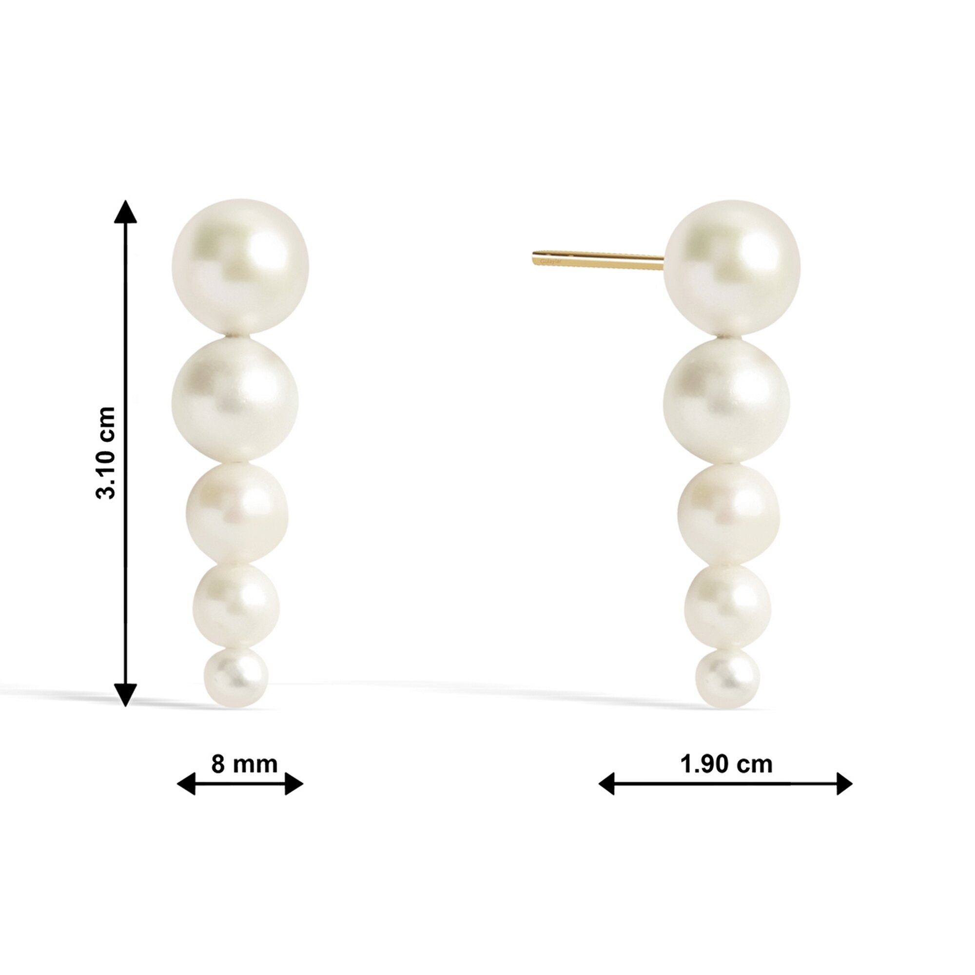 14 Ayar Sarı Altın İnci Küpe