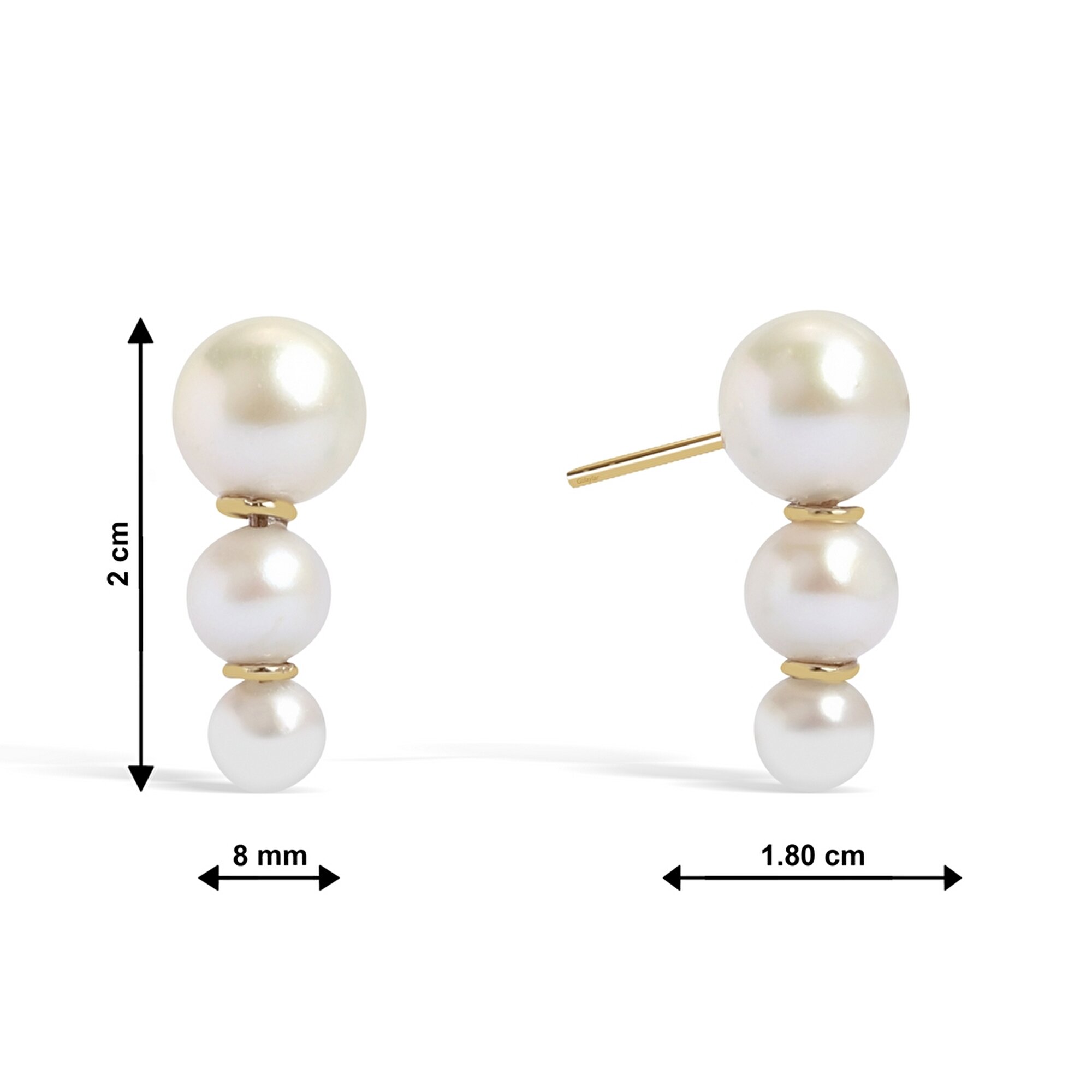 14 Ayar Sarı Altın İnci Küpe