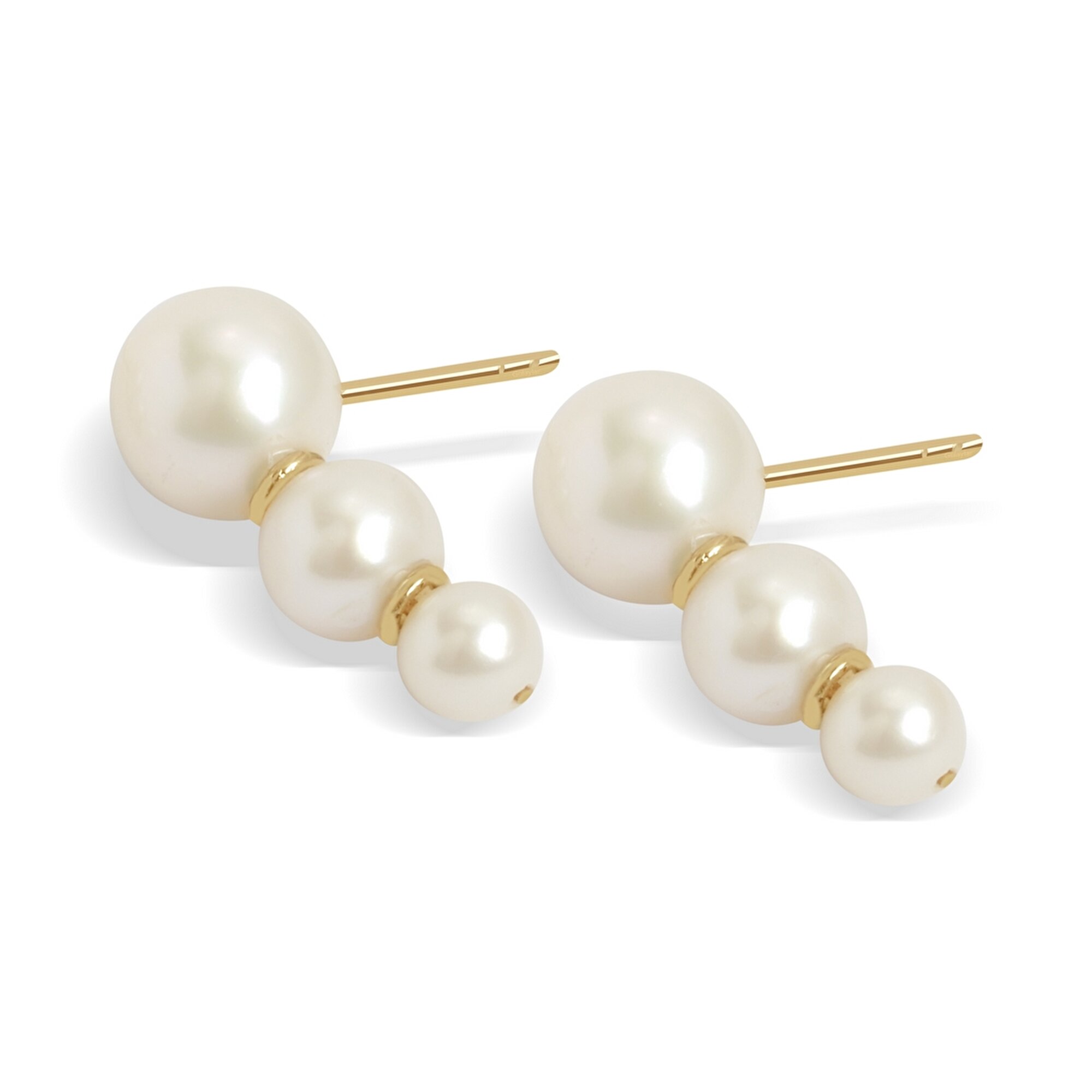 14 Ayar Sarı Altın İnci Küpe