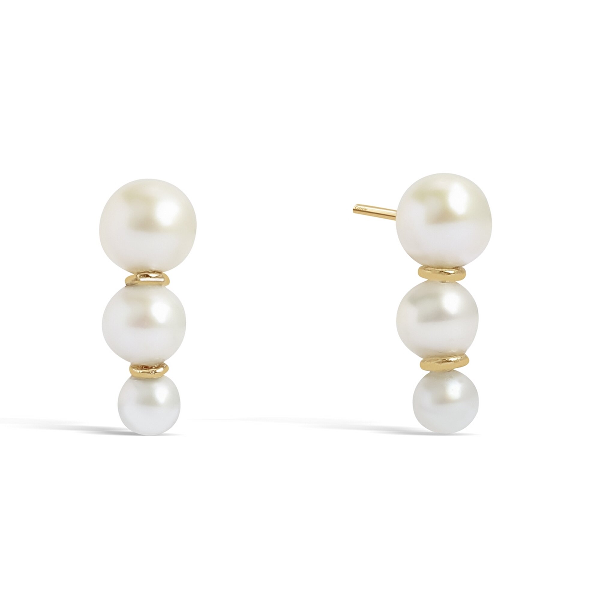 14 Ayar Sarı Altın İnci Küpe