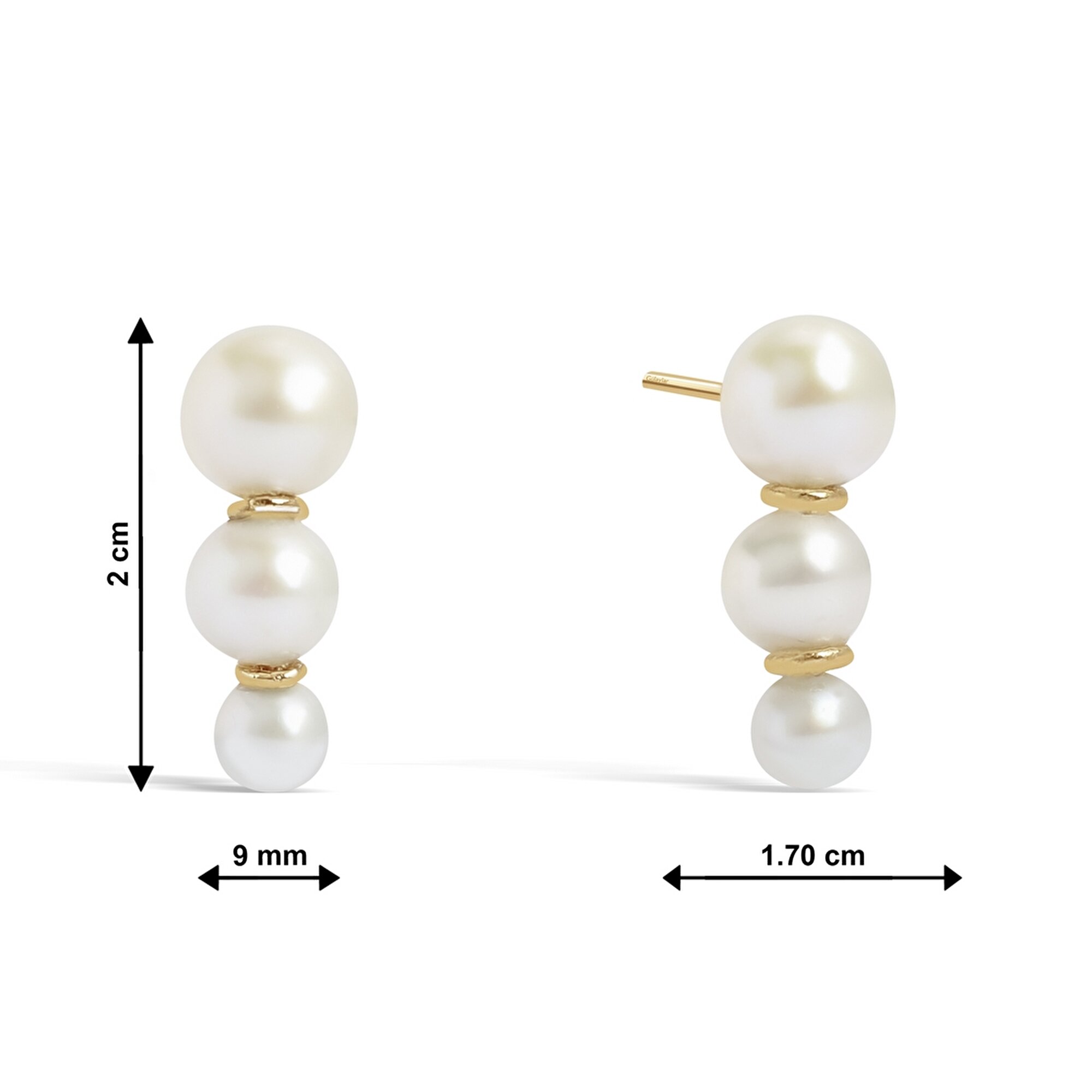 14 Ayar Sarı Altın İnci Küpe