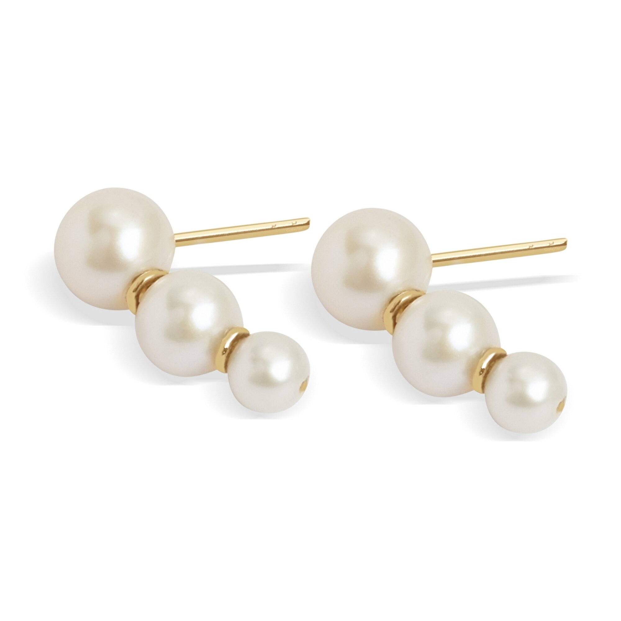 14 Ayar Sarı Altın İnci Küpe