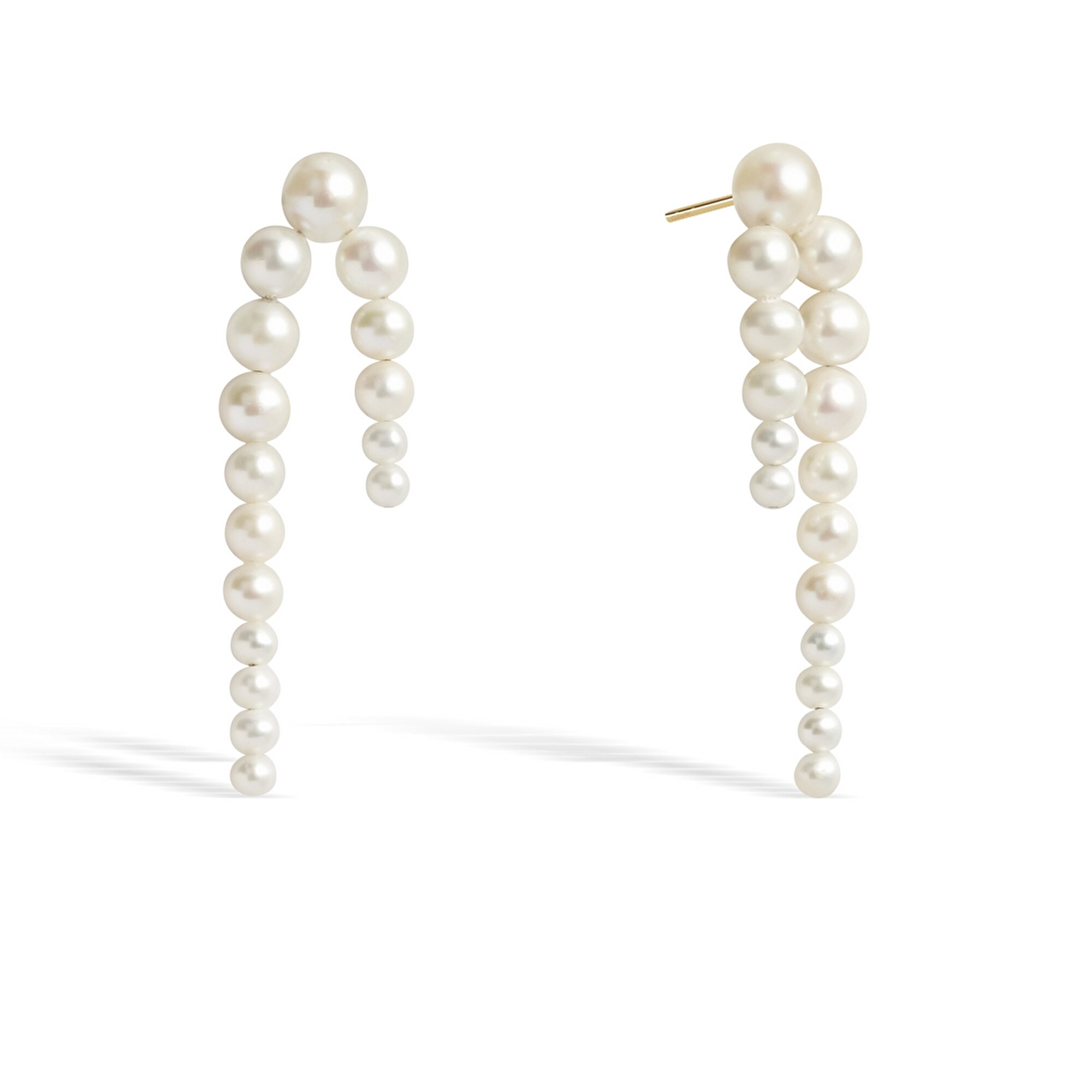 14 Ayar Sarı Altın İnci Küpe