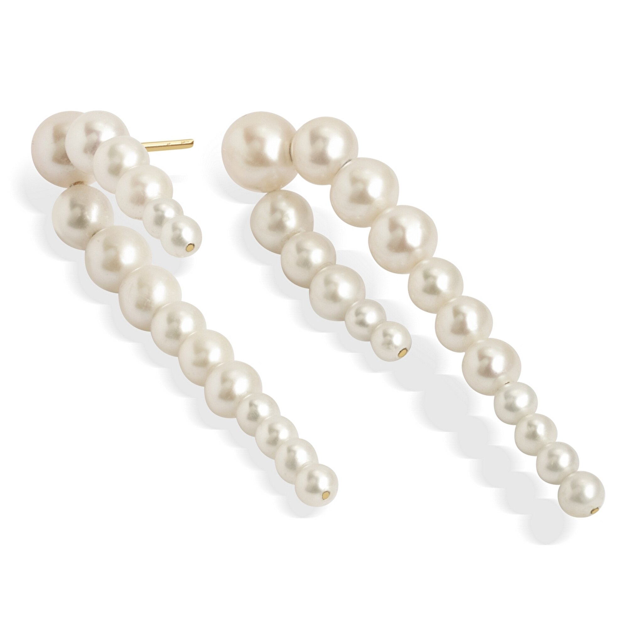 14 Ayar Sarı Altın İnci Küpe