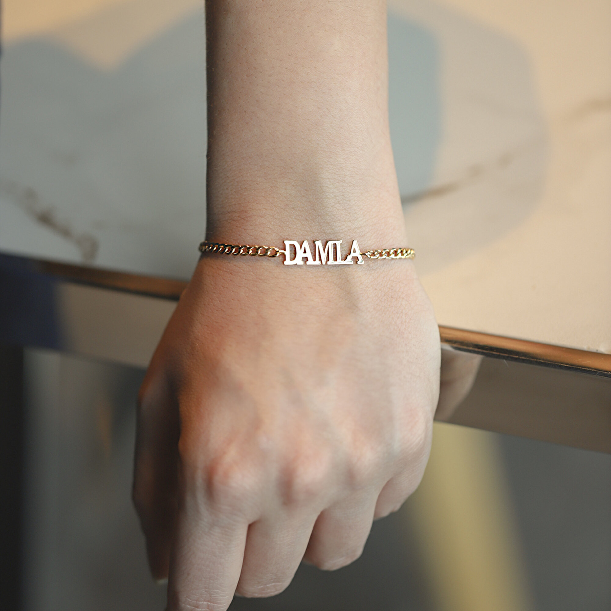 14 Ayar Sarı Altın İsimli Bileklik