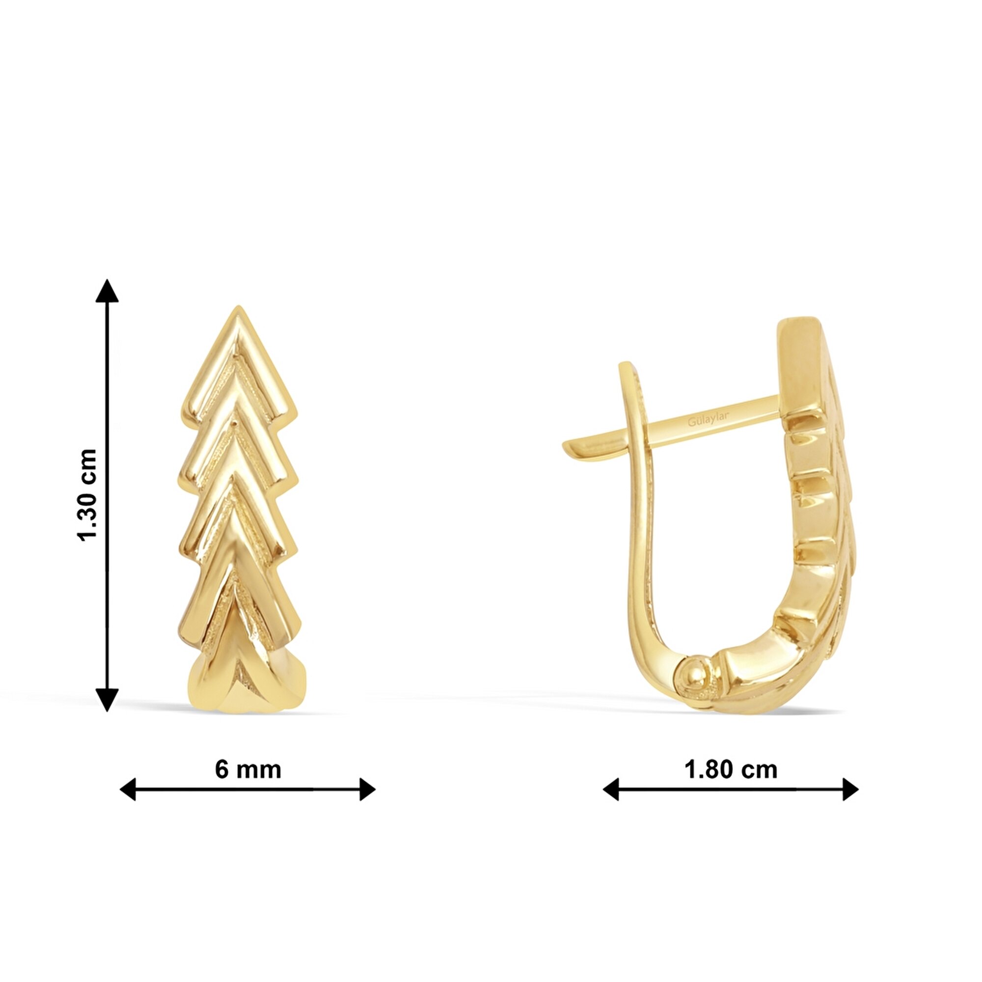 14 Ayar Sarı Altın J Küpe