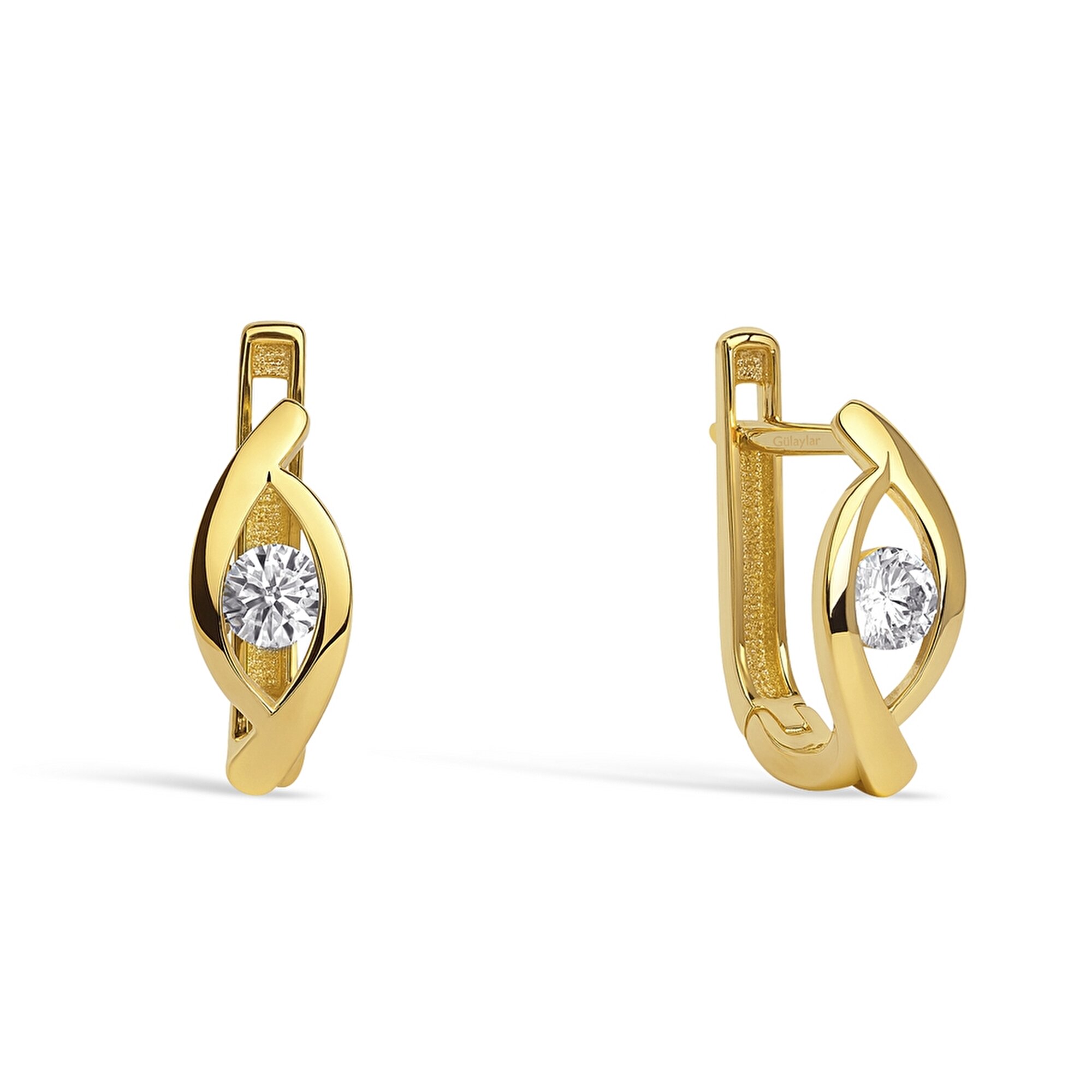 14 Ayar Sarı Altın J Küpe