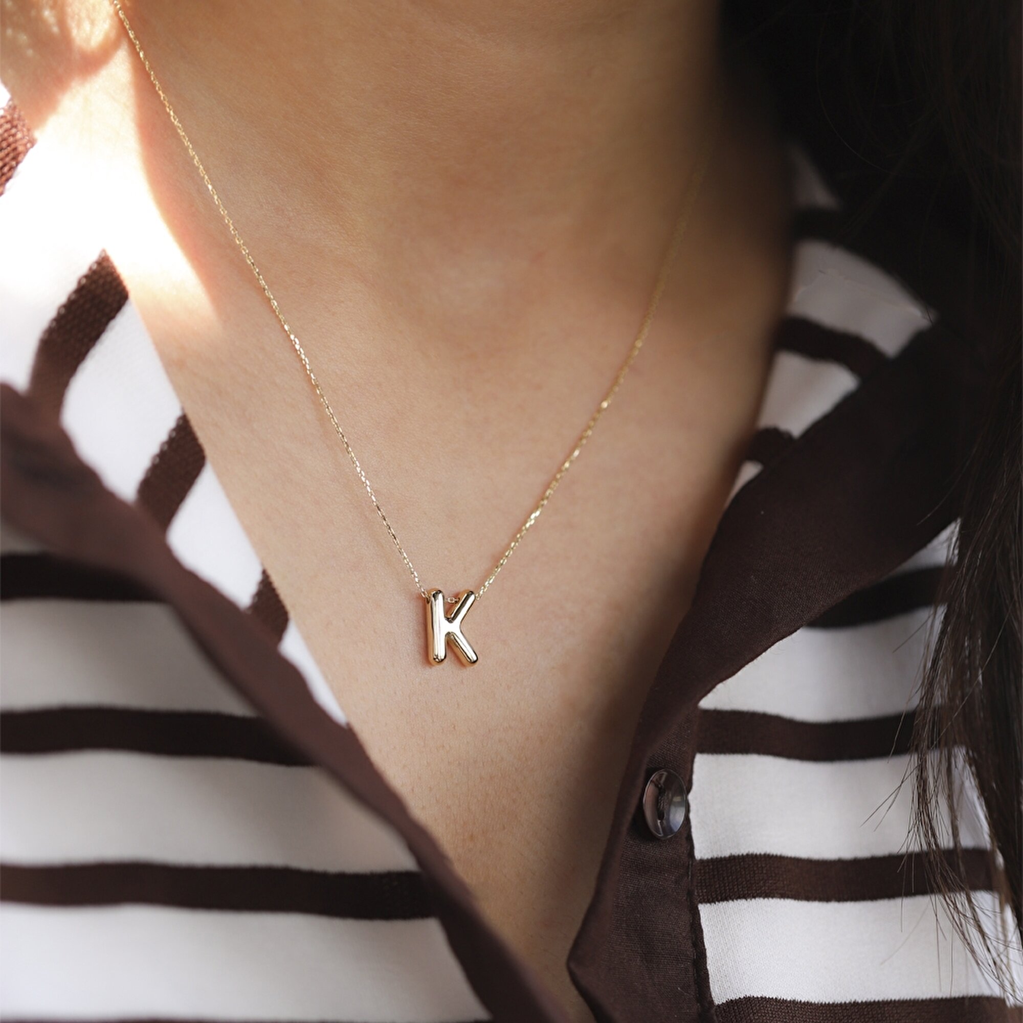 14 Ayar K Harf Bubble Kolye