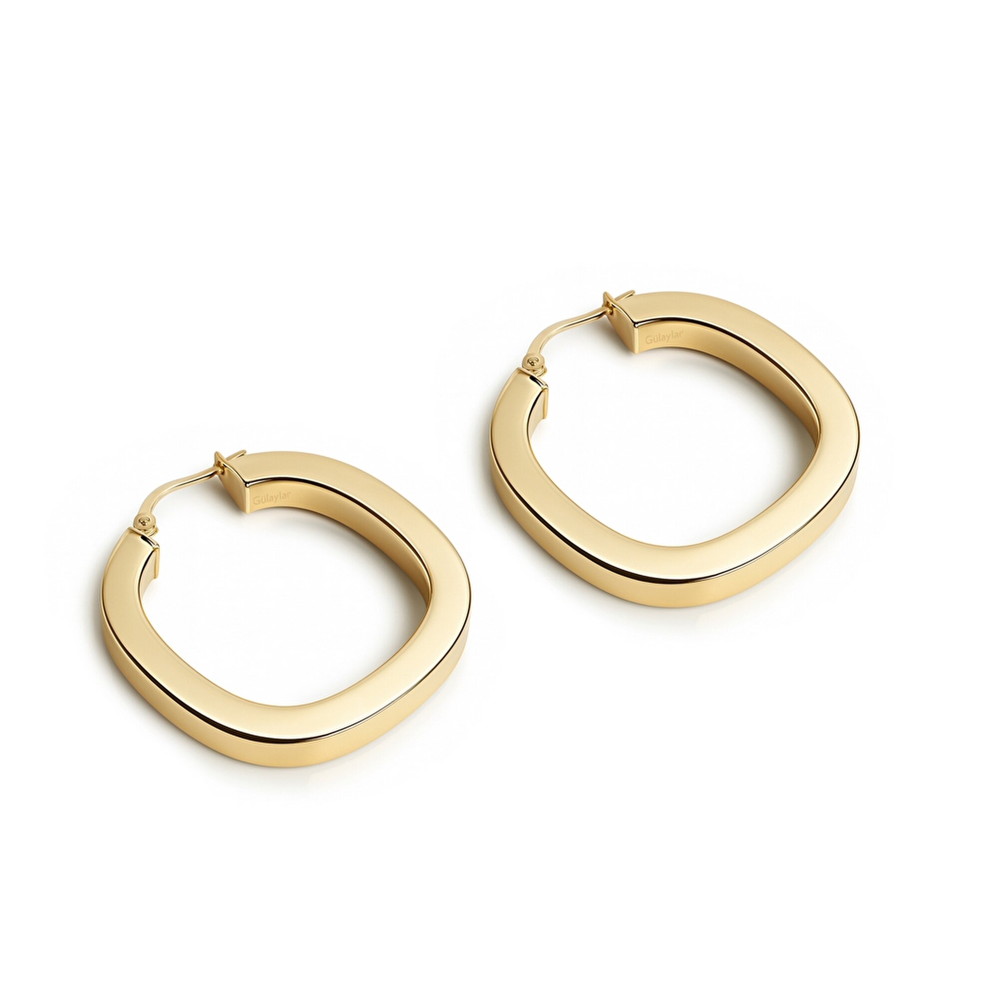 14 Ayar Sarı Altın Kalın Halka Küpe