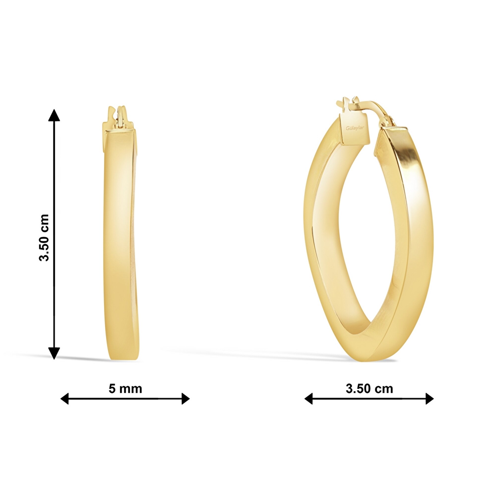 14 Ayar Sarı Altın Kalın Halka Küpe