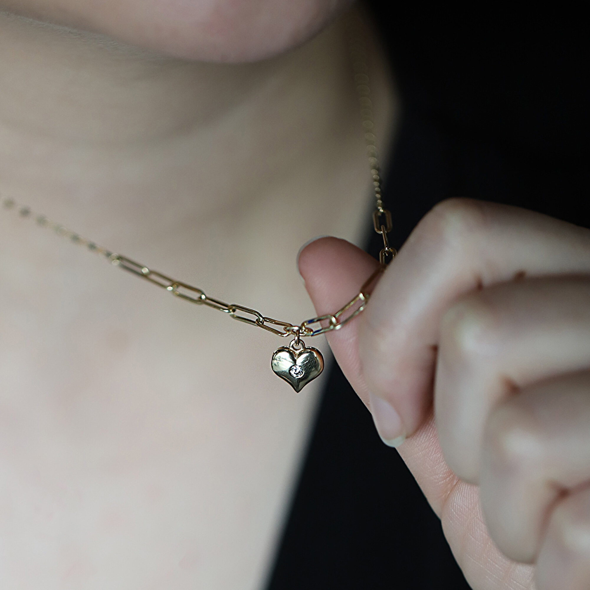 14 Ayar Sarı Altın Kalp Figürlü Kolye